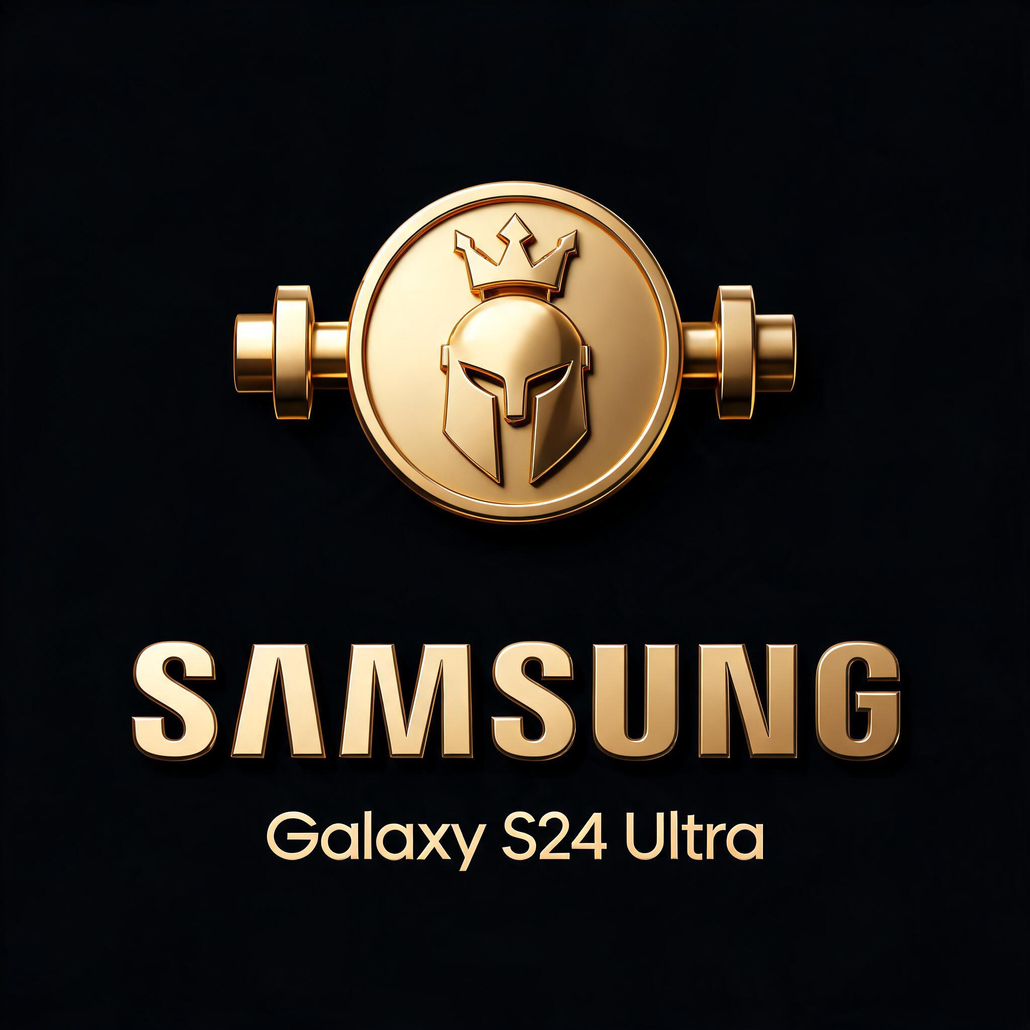 "SAMSUNG
Galaxy S24 Ultra" — 3d bold gold text effect
