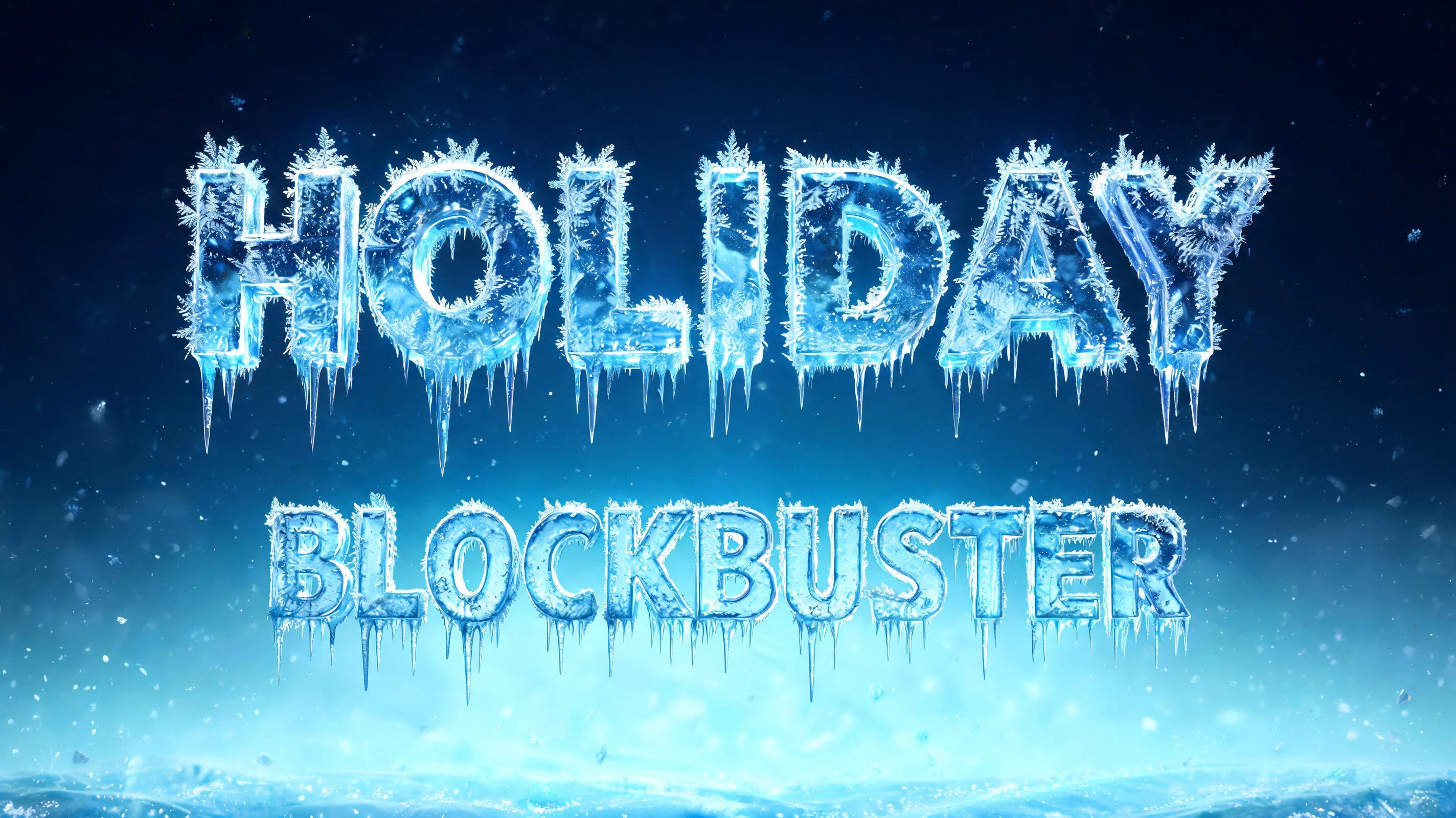 "HOLIDAY BLOCKBUSTER" — Ice Crystal text effect