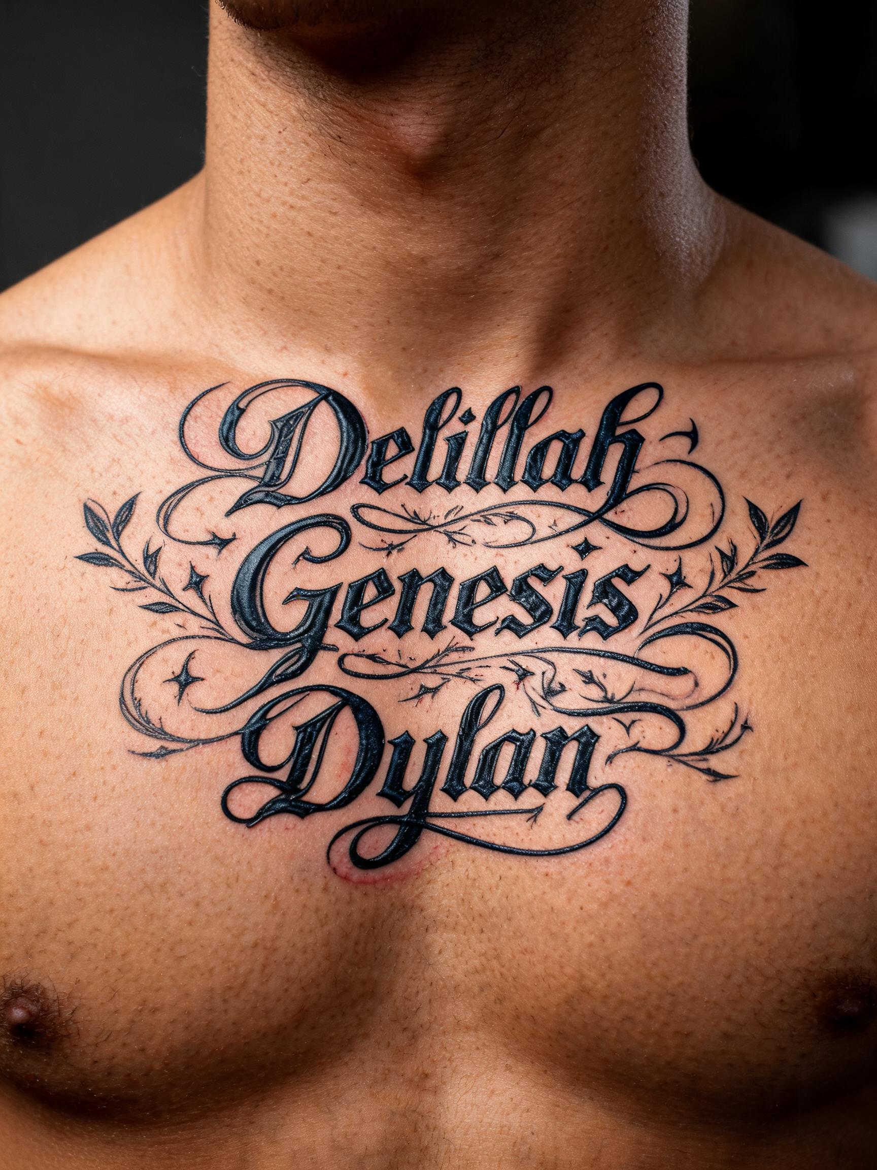 "Delilah  Genesis  Dylan" — Tattoo | AI Text Effect Generator