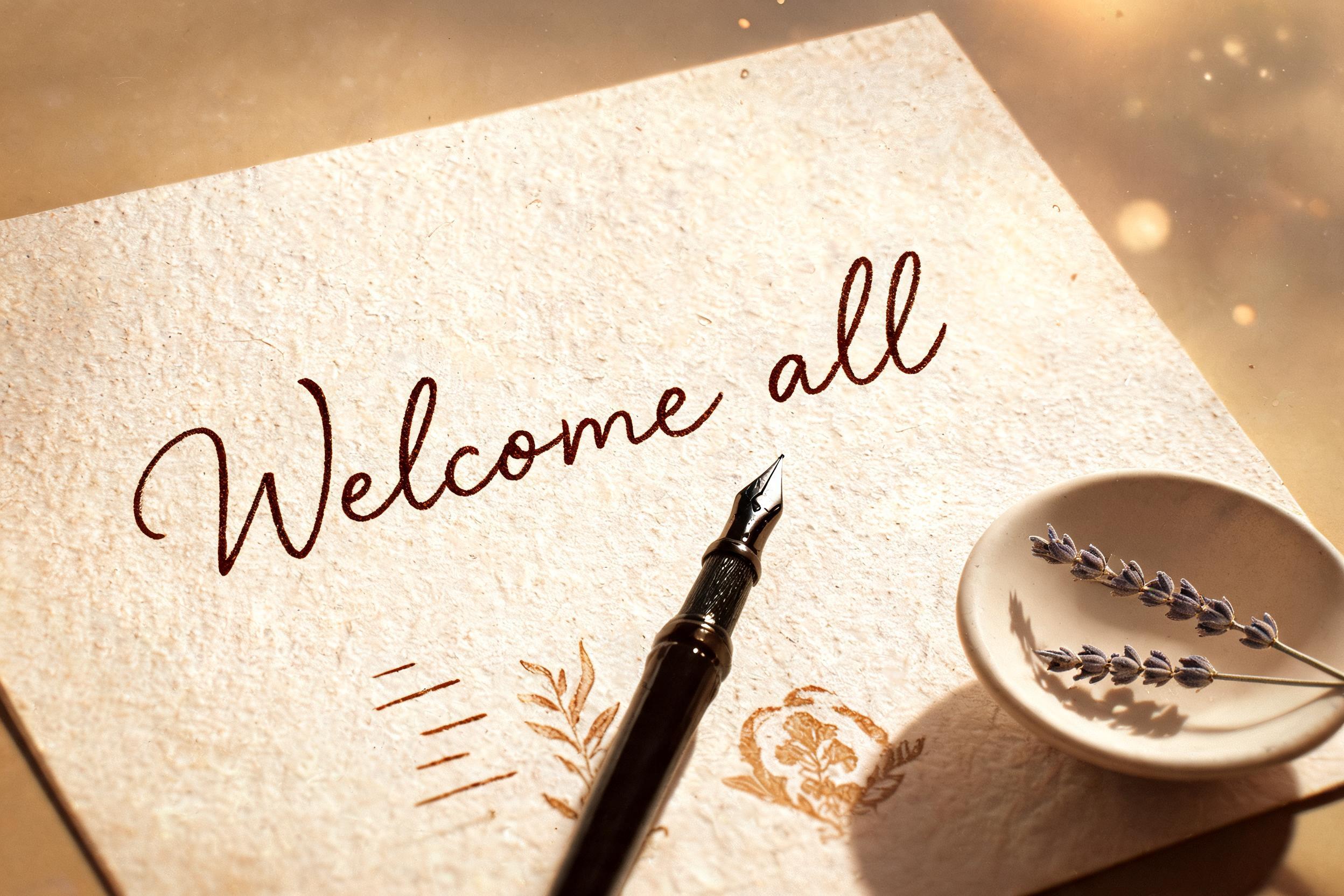 "Welcome all" — Handwritten Script | AI Text Effect Generator