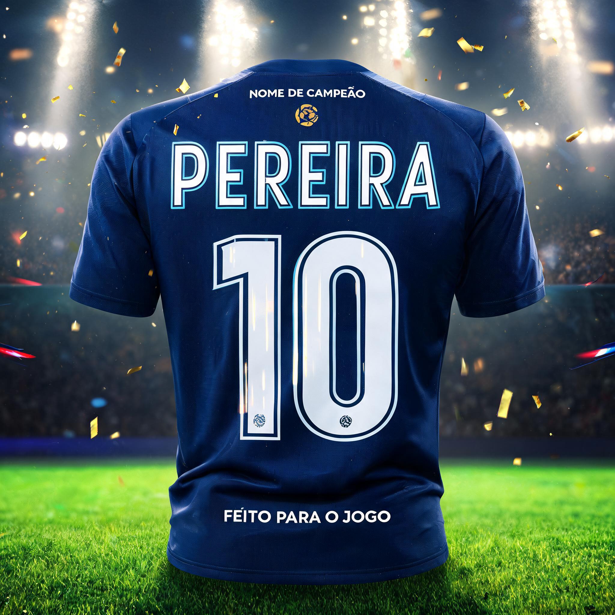 "PEREIRA
10
NOME DE CAMPEÃO
FEITO PARA O JOGO" — Sports Football | AI Text Effect Generator