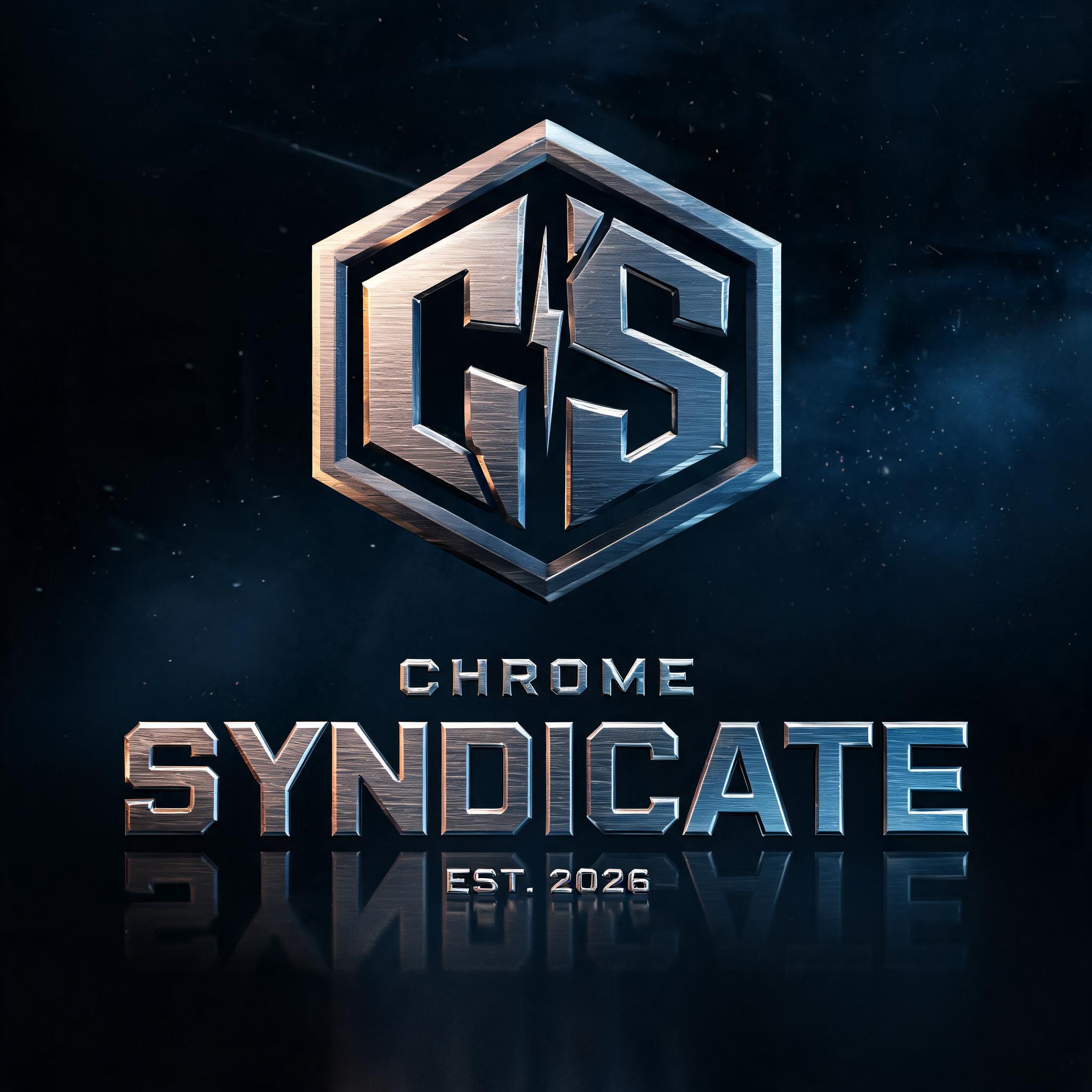 "CHROME
SYNDICATE
EST. 2026" — Metallic | AI Text Effect Generator