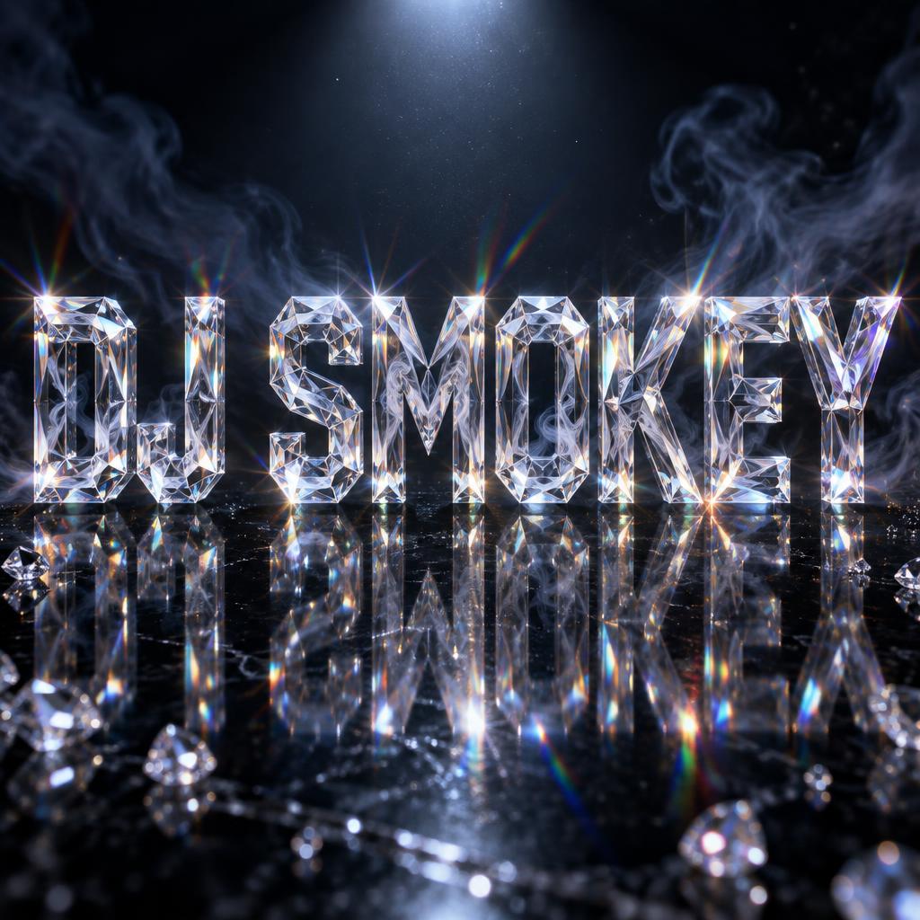 "DJ SMOKEY" — Glass Crystal | AI Text Effect Generator
