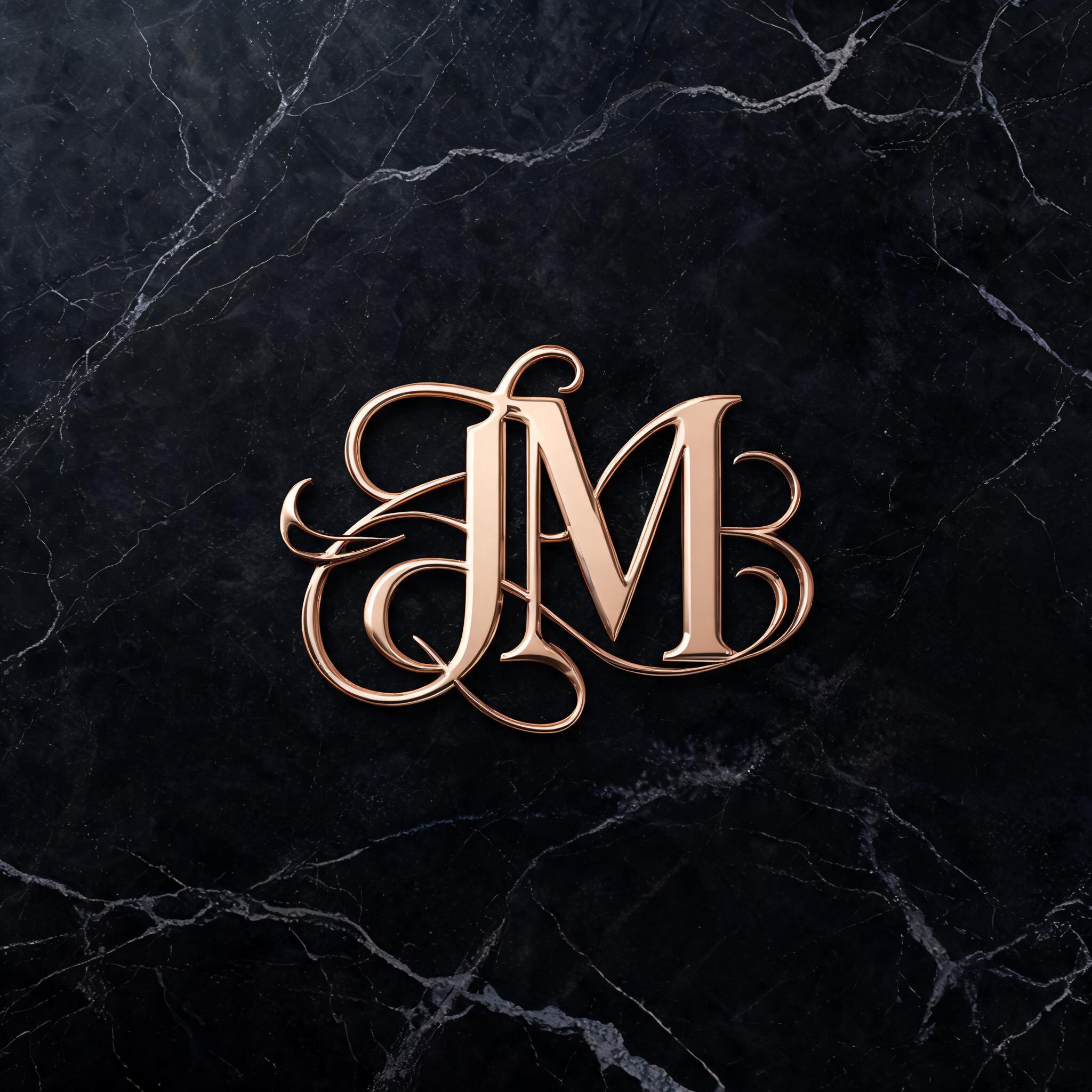 "JM" — Elegant Script text effect
