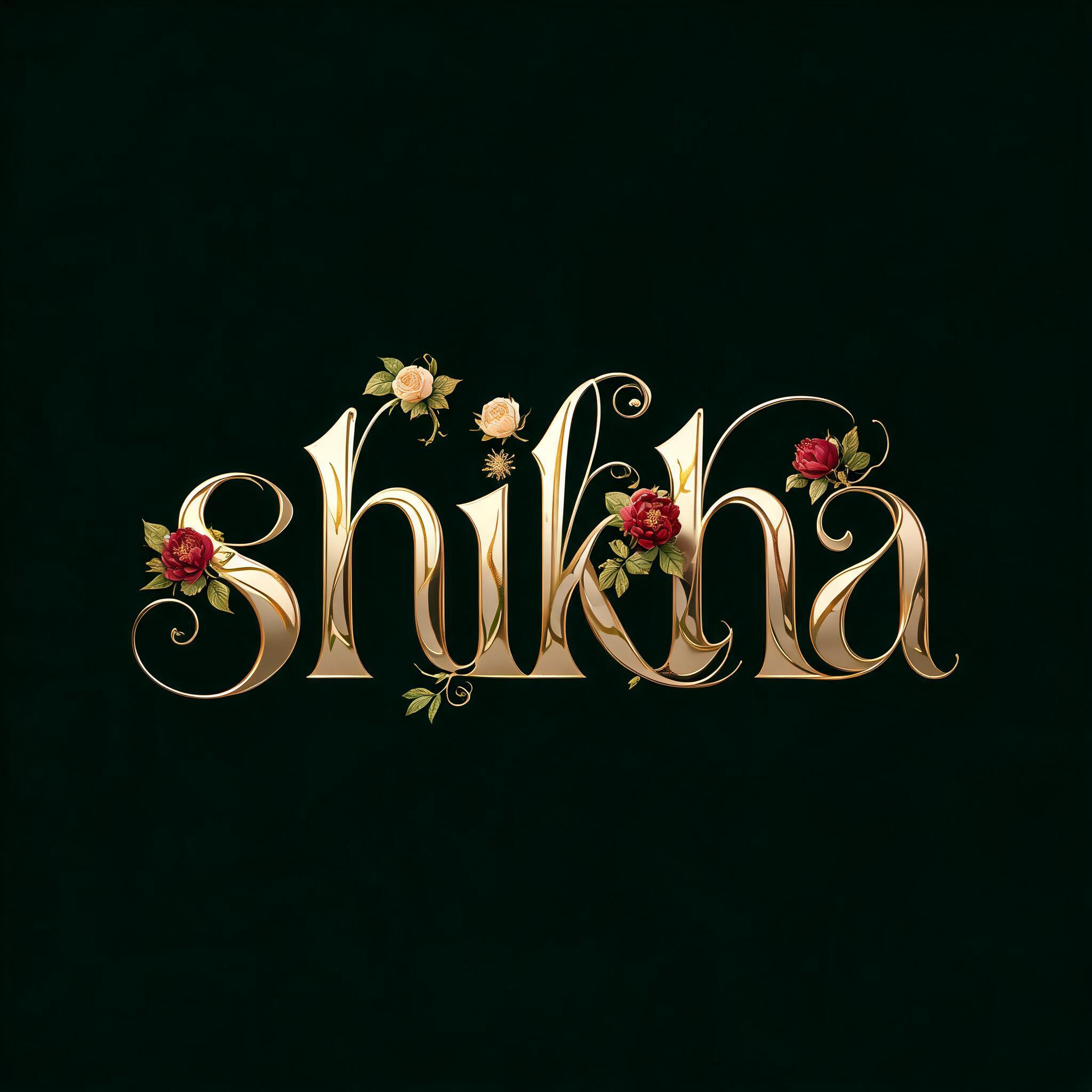 "shikha" — Floral | AI Text Effect Generator