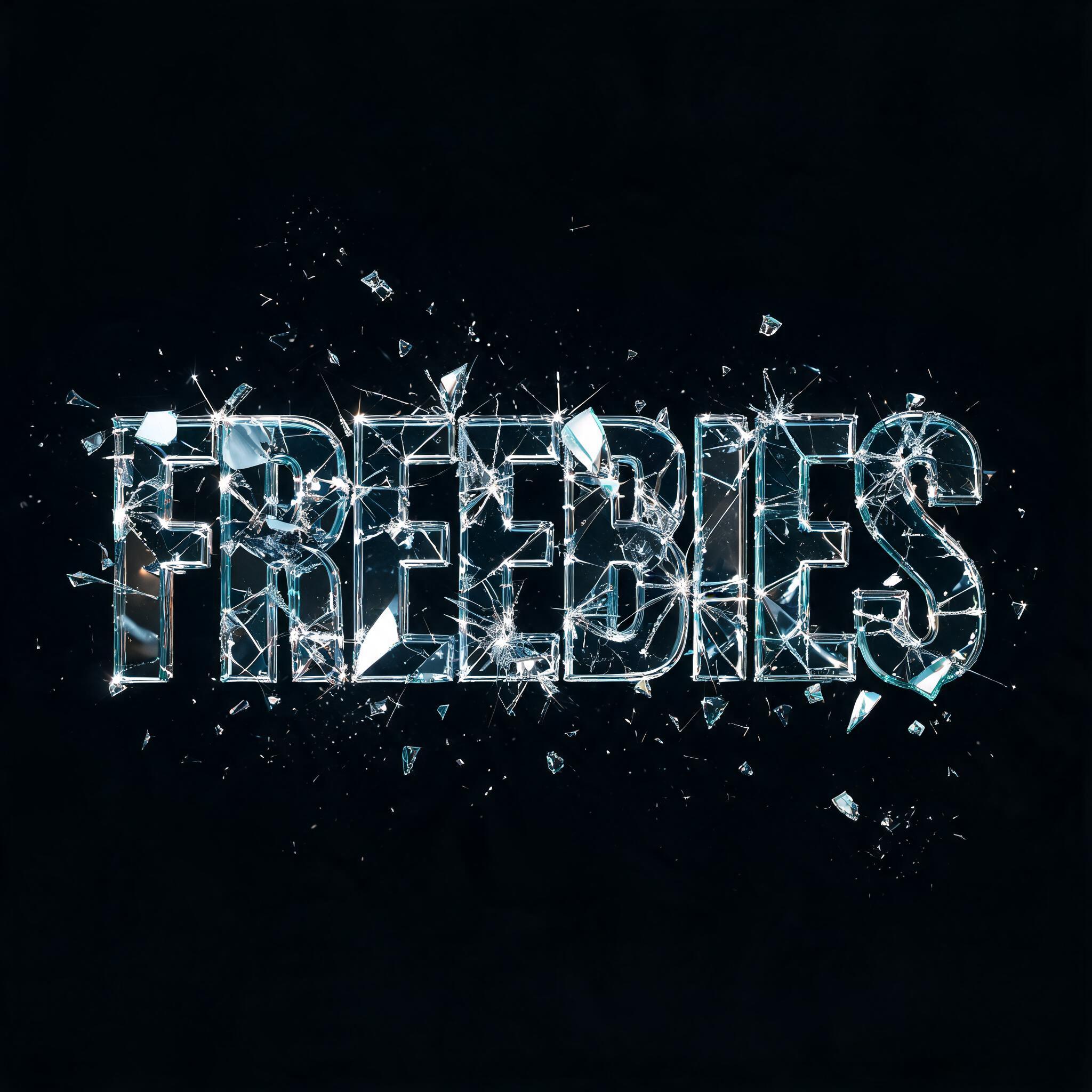 "FREEBIES" — Glass Broken text effect