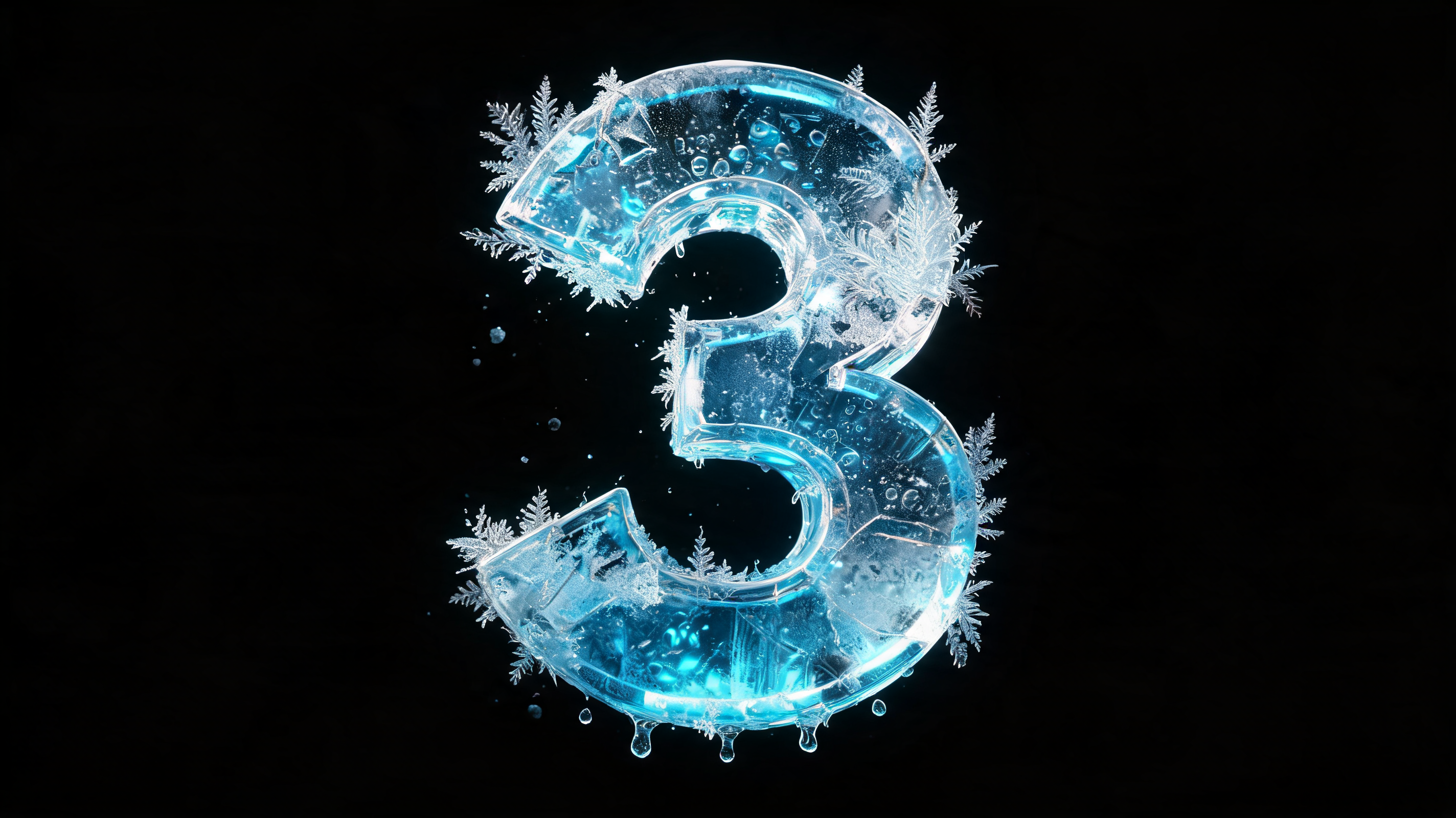 "3" — Ice Crystal | AI Text Effect Generator
