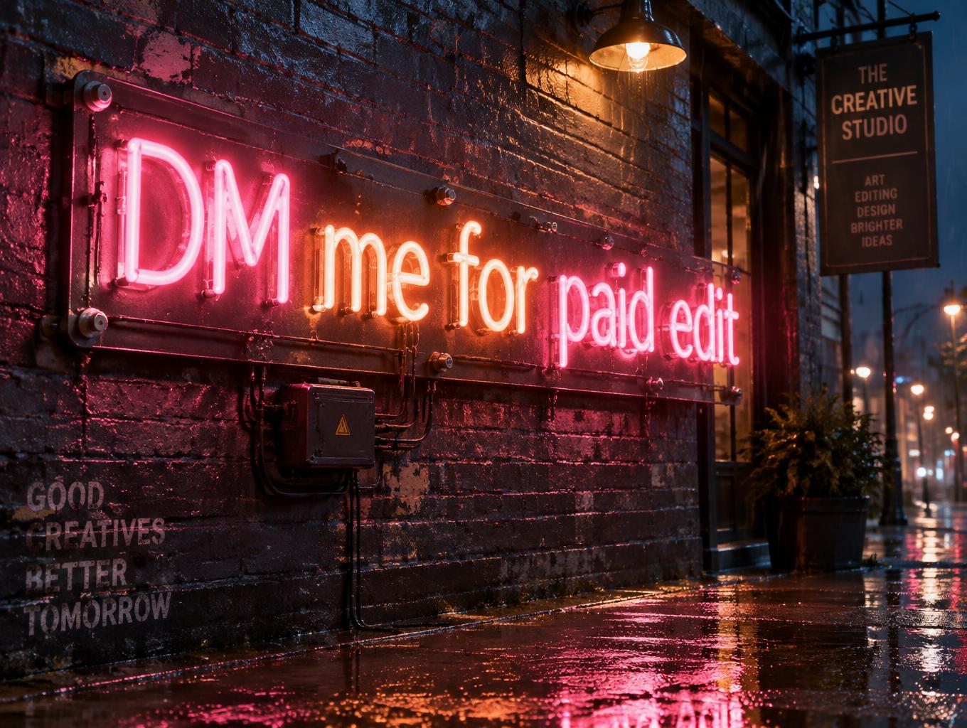 "DM me for paid edit" — Neon Sign | AI Text Effect Generator