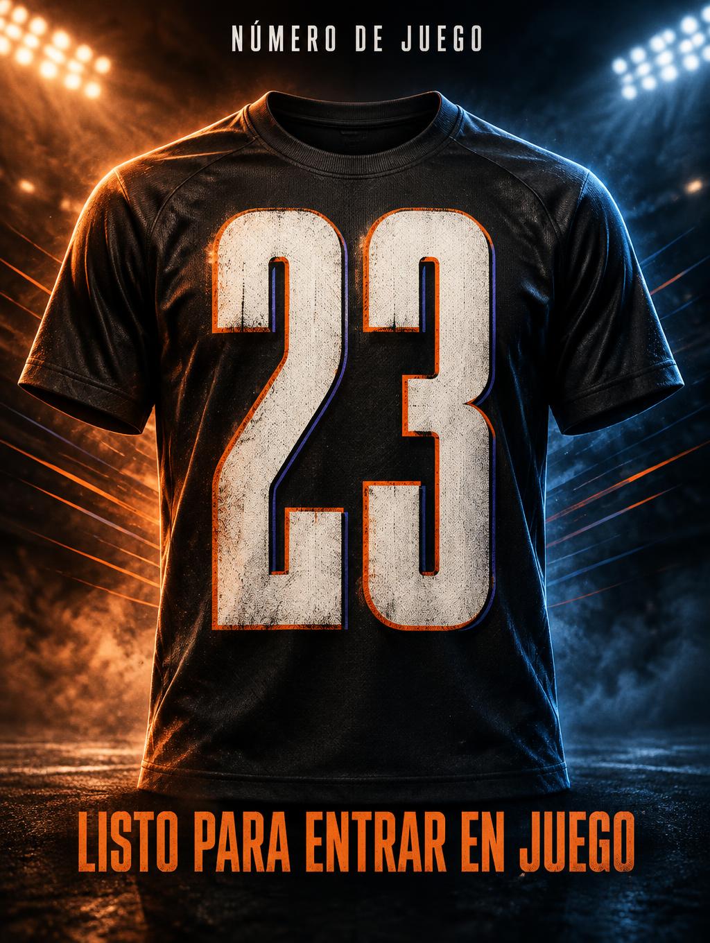 "23
NÚMERO DE JUEGO
LISTO PARA ENTRAR EN JUEGO" — Sports | AI Text Effect Generator