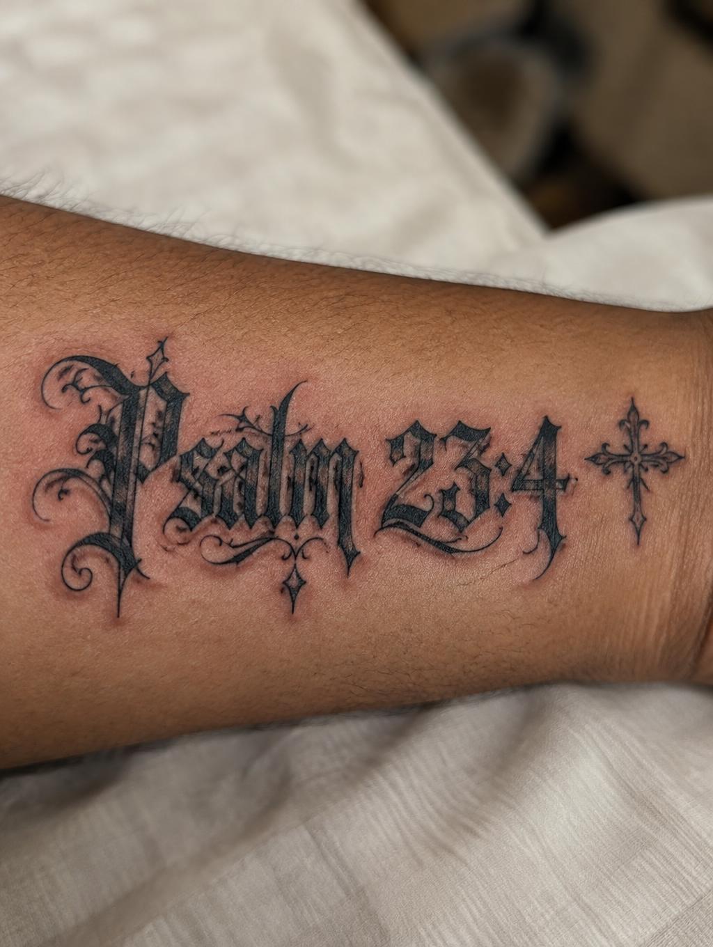 "Psalm 23:4" — Tattoo | AI Text Effect Generator