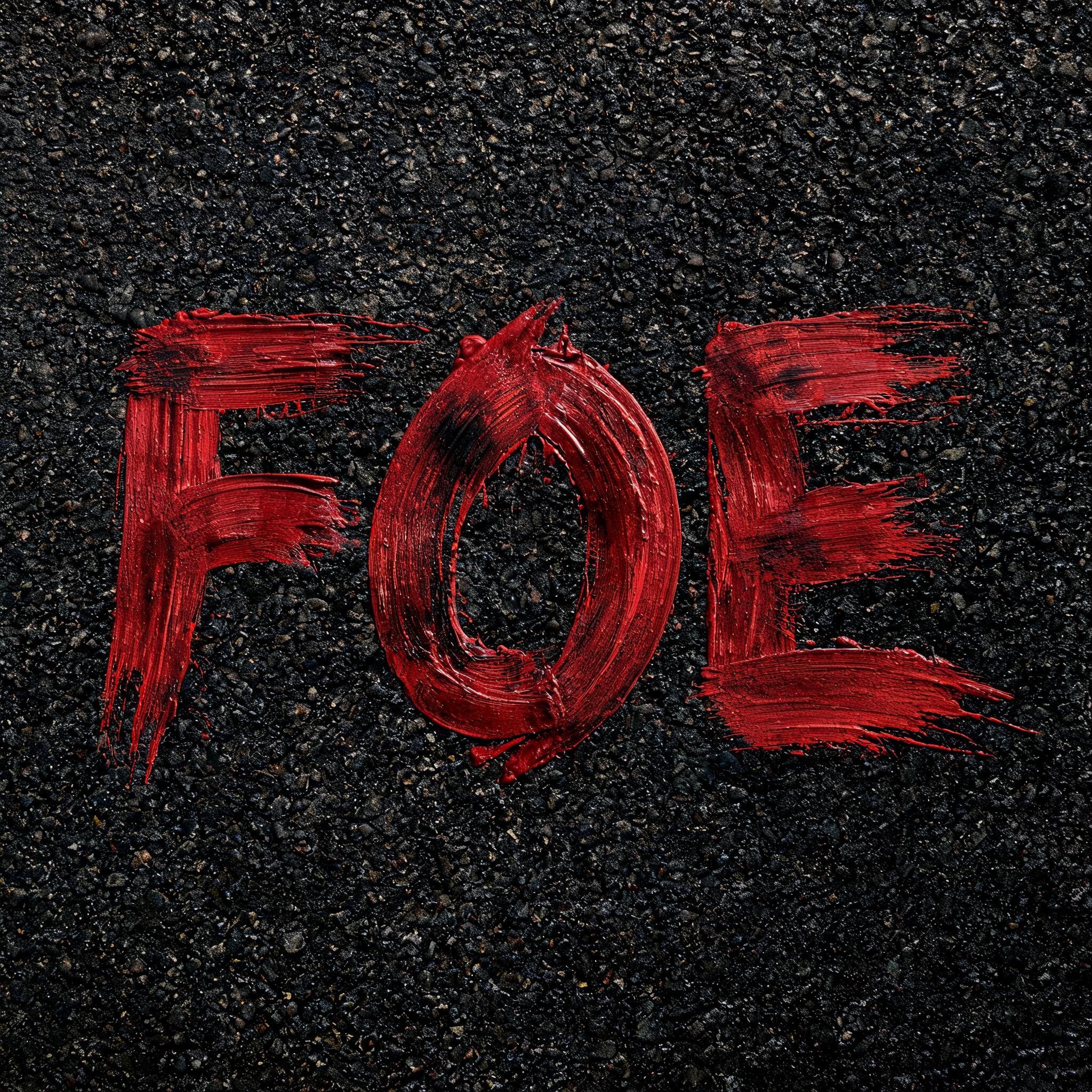 "FOE" — Brush Dry text effect