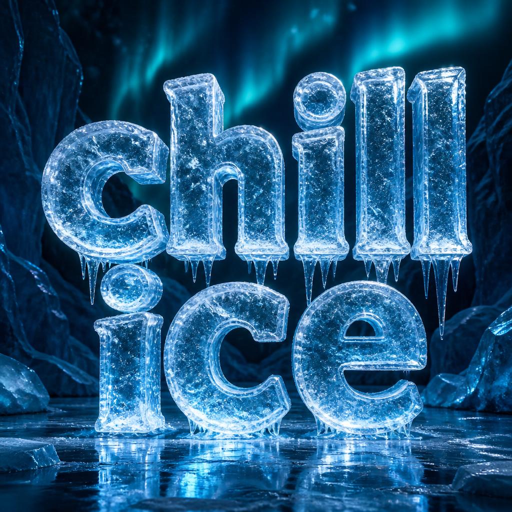 "chill ice" — Glass Frozen text effect