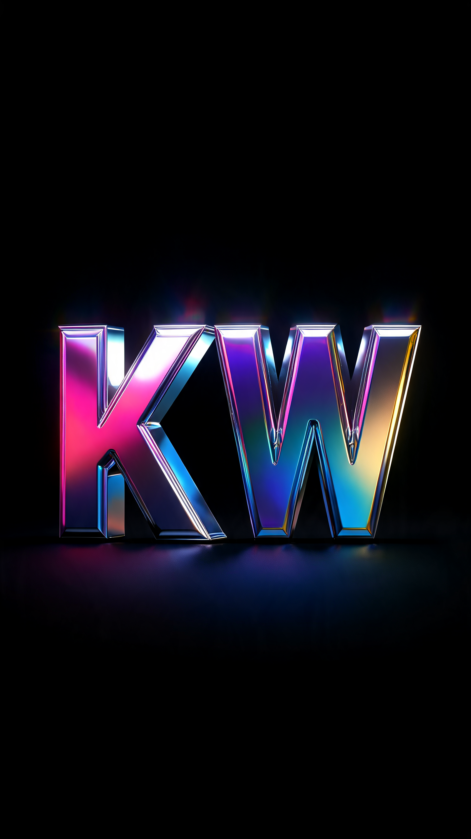"KW" — 3d Bold Holographic text effect