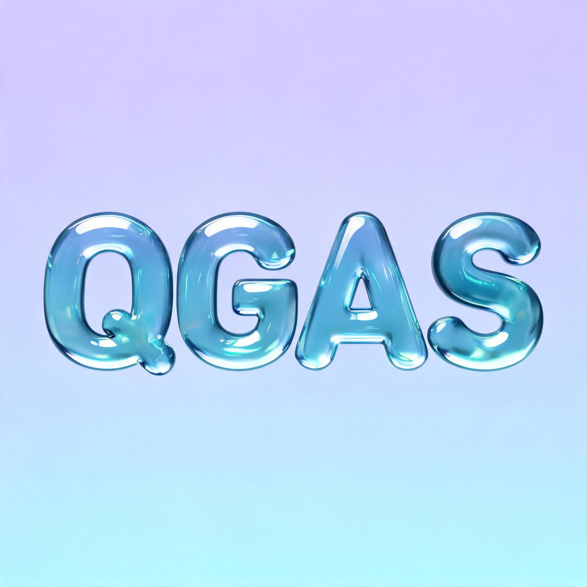 "QGAS" — Glass Liquid | AI Text Effect Generator