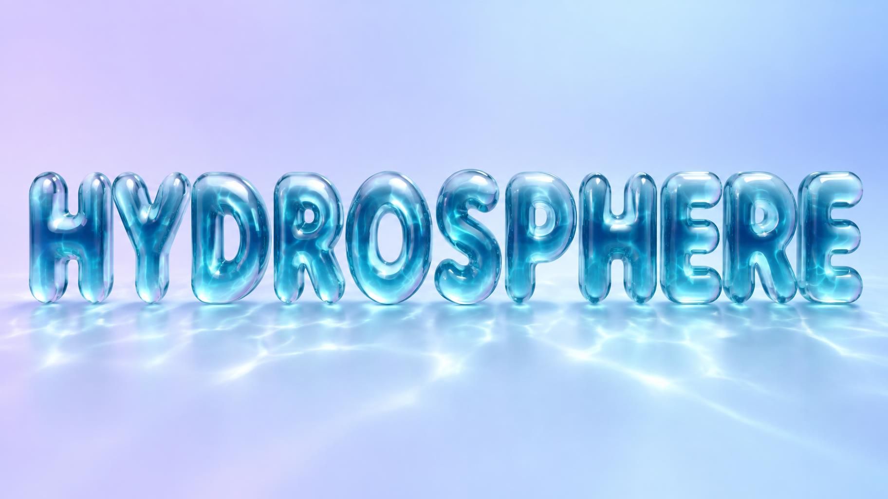 "HYDROSPHERE" — Glass Liquid | AI Text Effect Generator