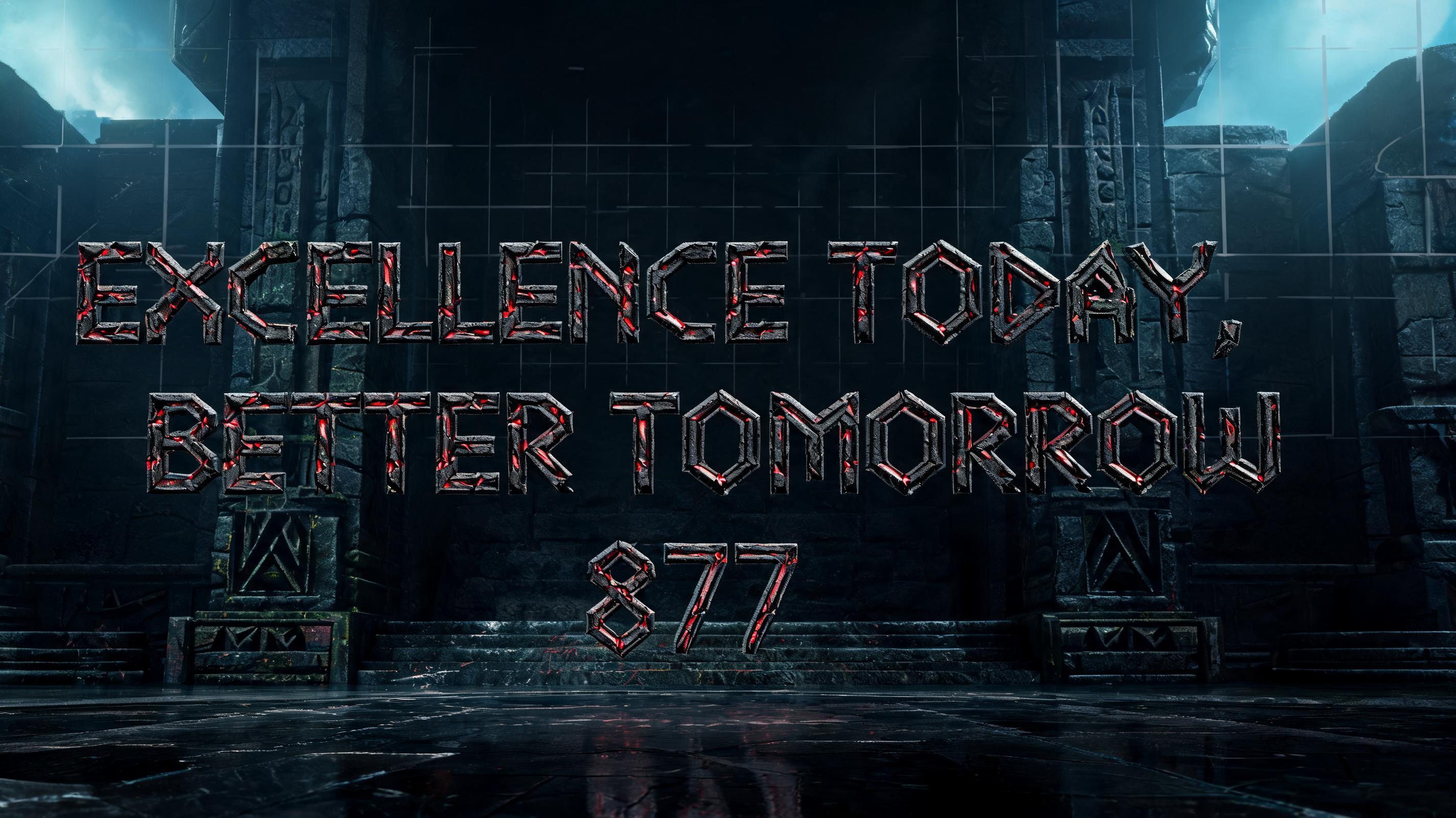 "Excellence Today, Better Tomorrow
877" — Viking Runic | AI Text Effect Generator