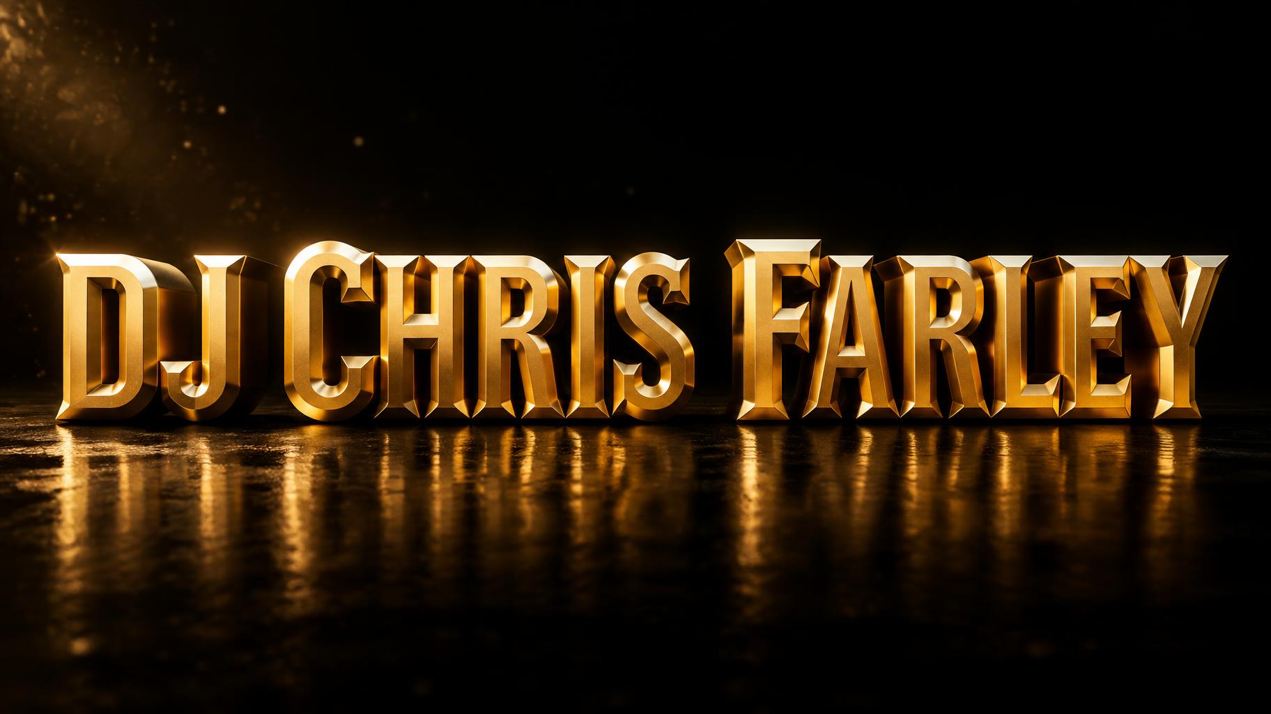 "DJ CHRIS FARLEY" — 3d Bold Gold | AI Text Effect Generator