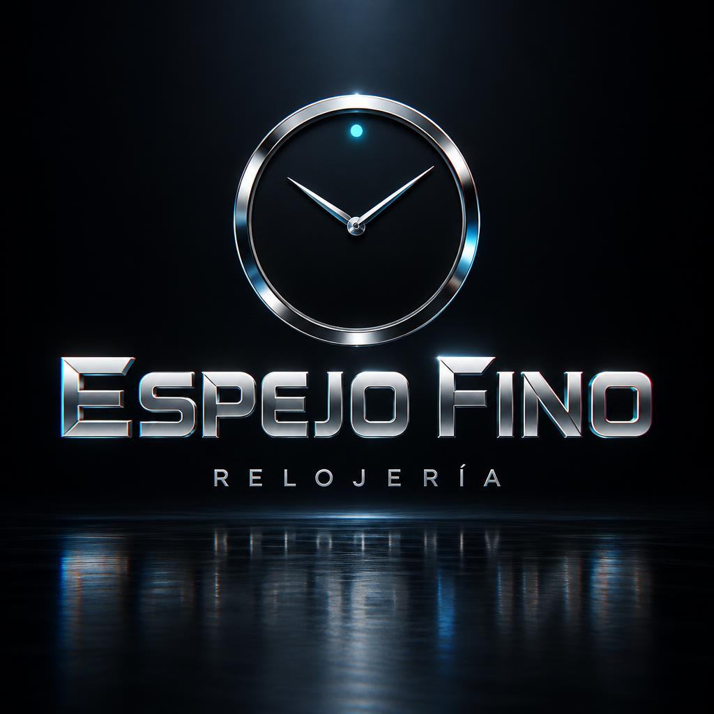 "Espejo Fino
RELOJERÍA" — Cyberpunk Chrome text effect