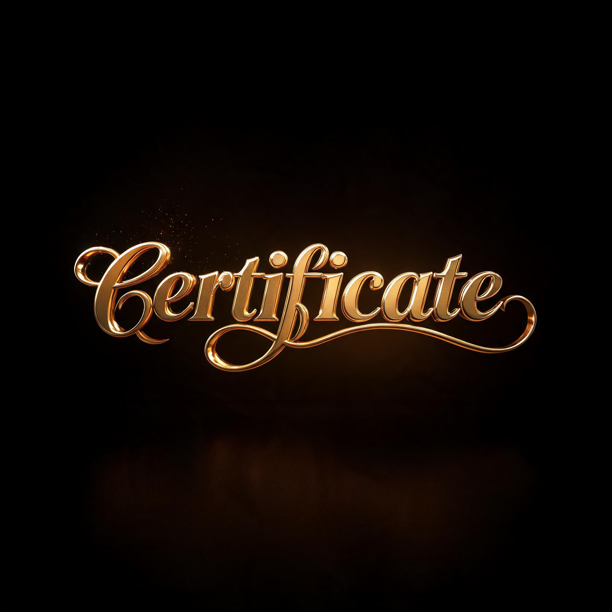 "Certificate " — 3d Bold Gold | AI Text Effect Generator