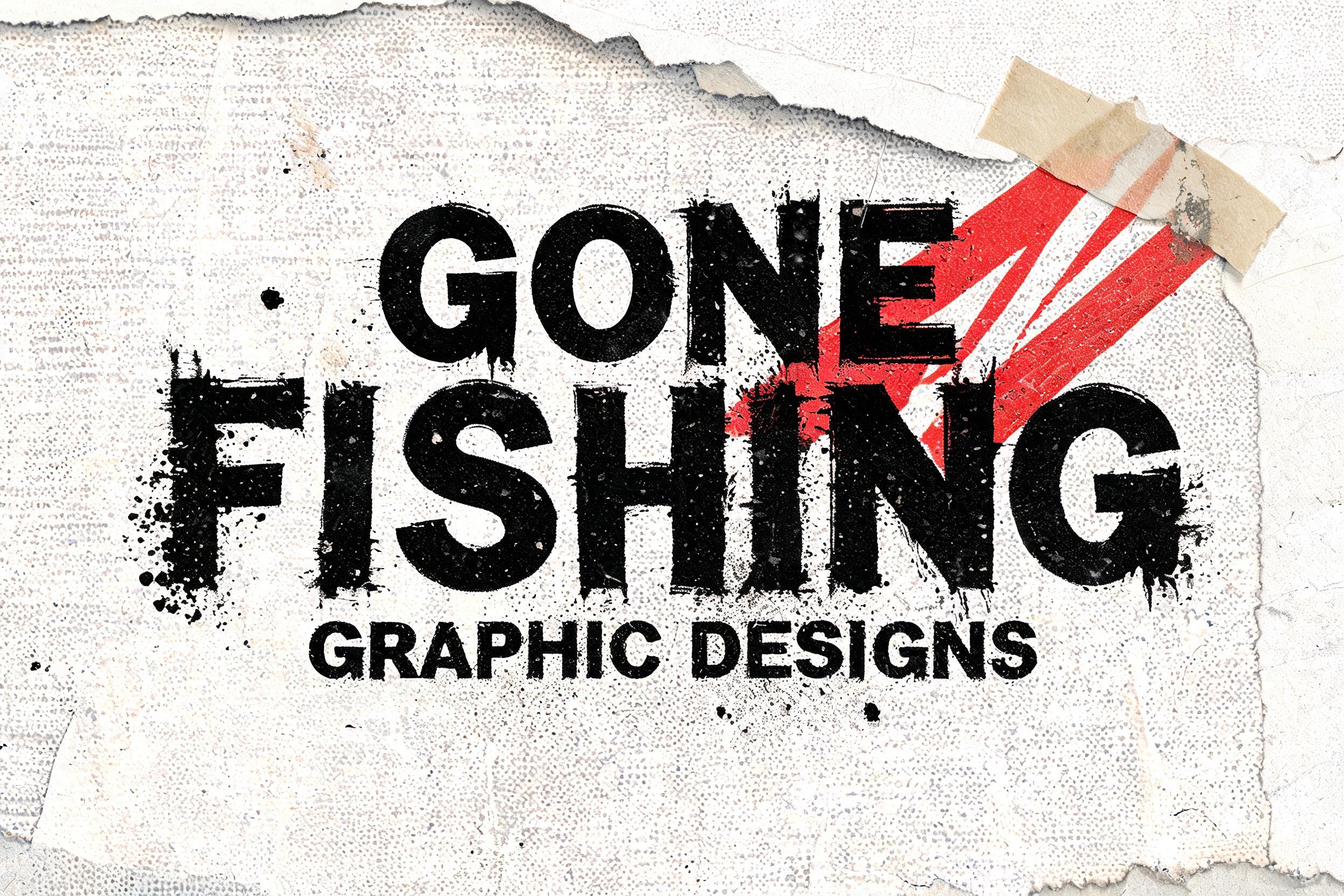 "Gone Fishing Graphic Designs" — Grunge | AI Text Effect Generator