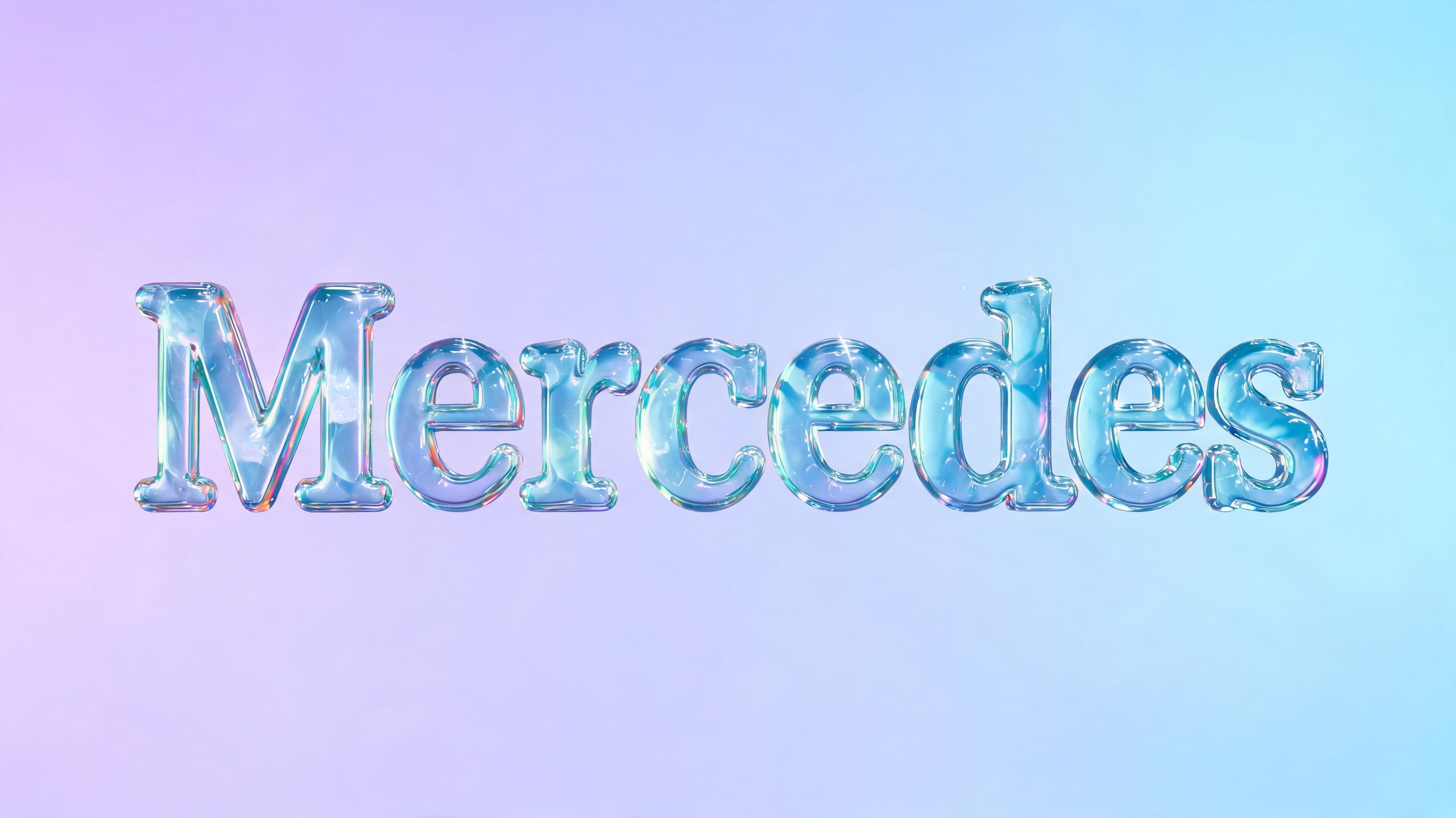 "Mercedes" — Glass Liquid | AI Text Effect Generator