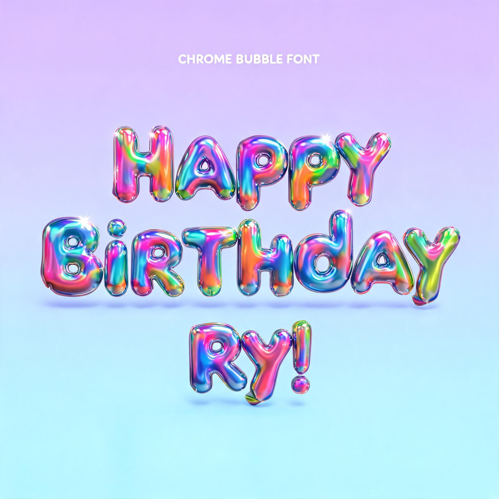 "Happy Birthday
         Ry!" — Y2k Chrome | AI Text Effect Generator