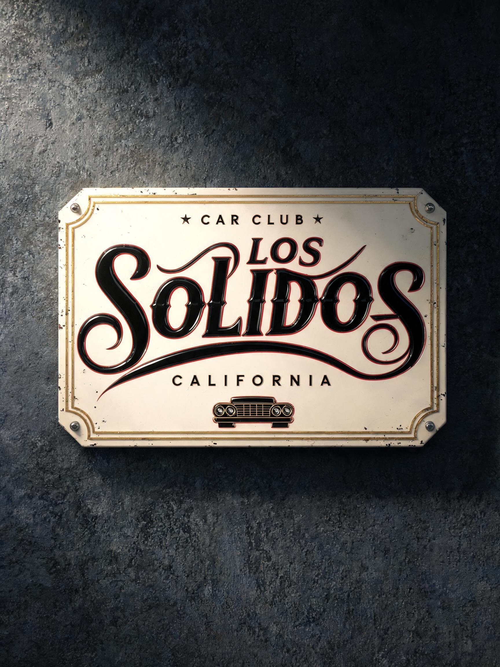 "LOS SOLIDOS
CAR CLUB
CALIFORNIA" — Chicano | AI Text Effect Generator