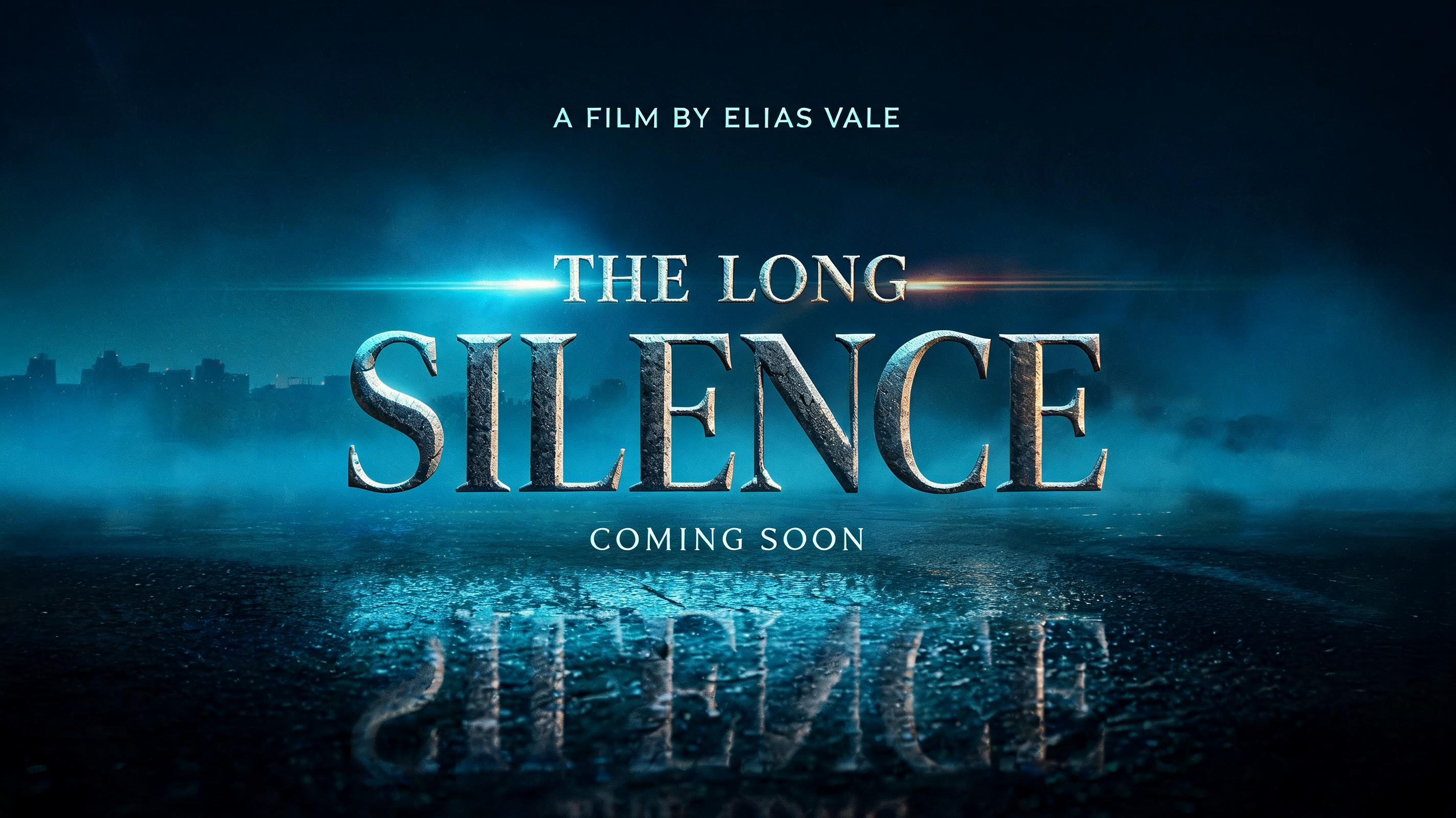 "THE LONG
SILENCE
A FILM BY ELIAS VALE
COMING SOON" — Cinematic | AI Text Effect Generator