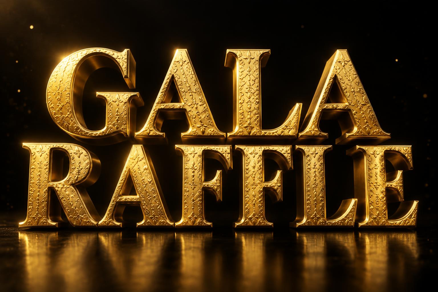 "GALA RAFFLE" — 3d Bold Gold | AI Text Effect Generator