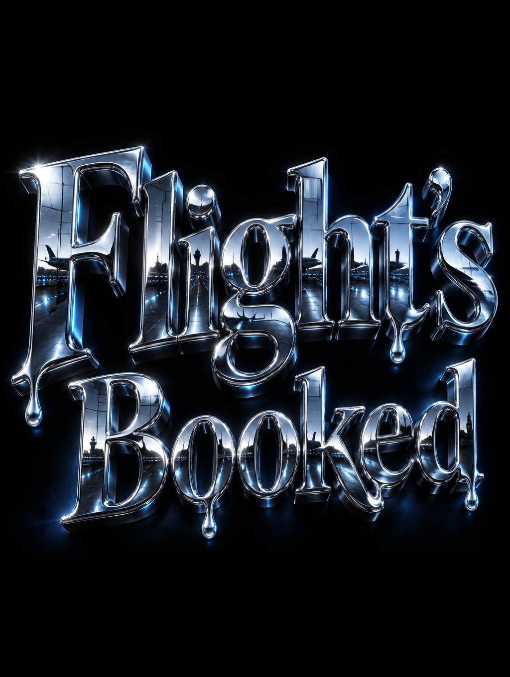 "Flight's Booked" — Chrome Metal 3d | AI Text Effect Generator