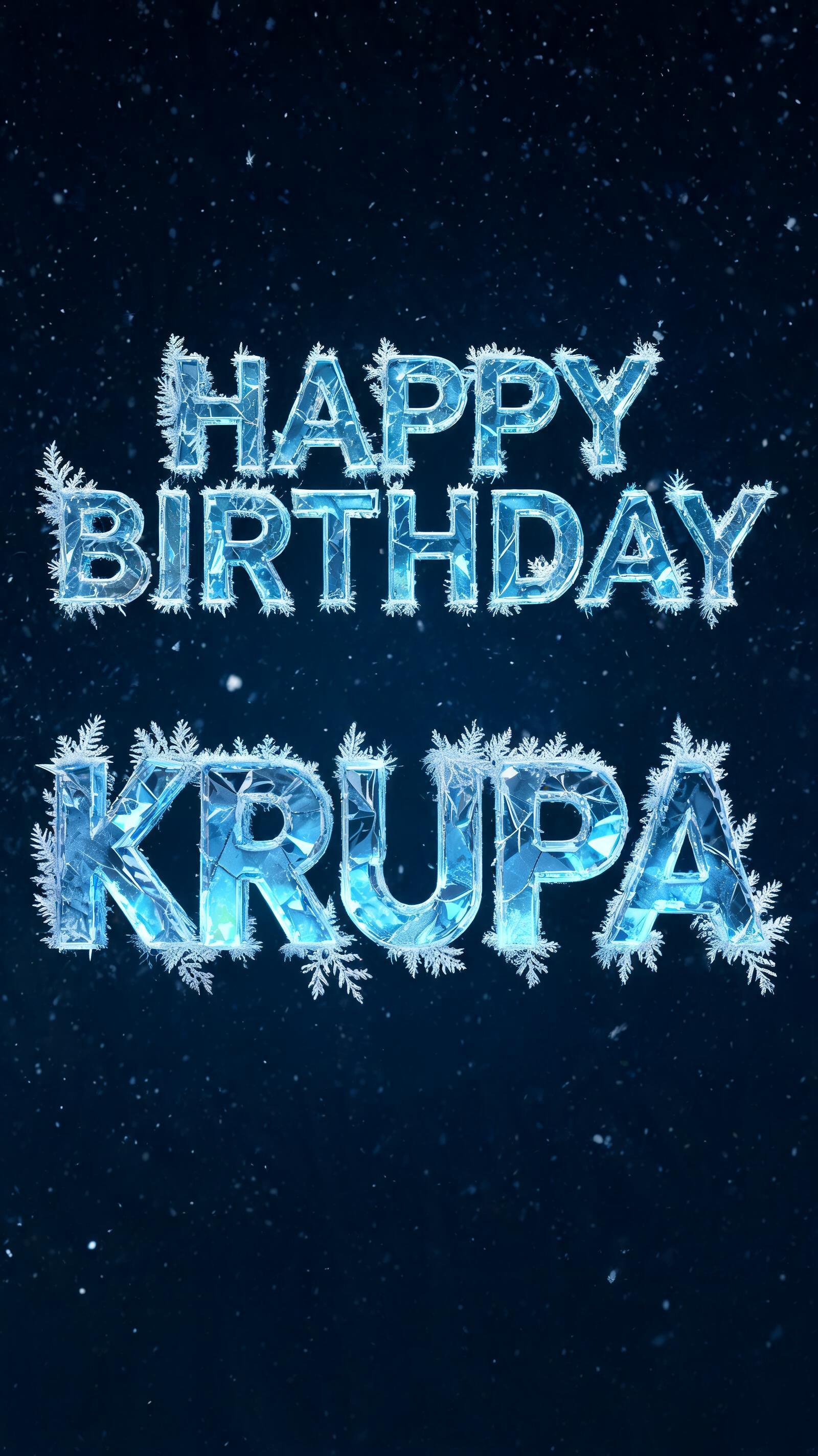 "HAPPY BIRTHDAY
KRUPA" — Ice Crystal | AI Text Effect Generator