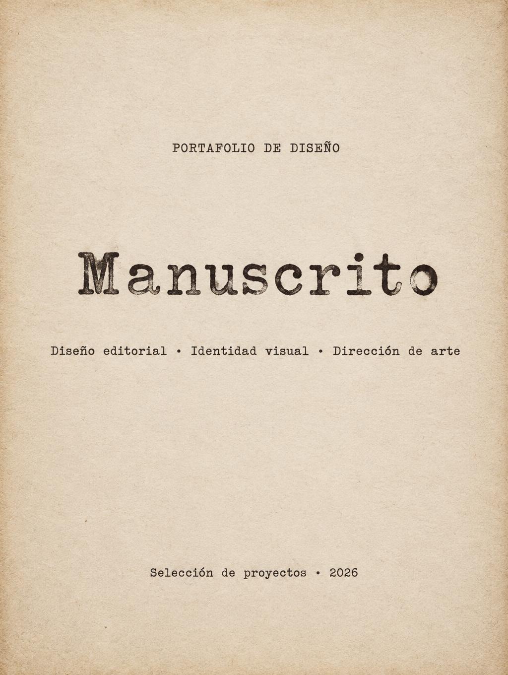 Manuscrito
PORTAFOLIO DE DISEÑO
Diseño editorial · Identidad visual · Dirección de arte
Selección de proyectos · 2026