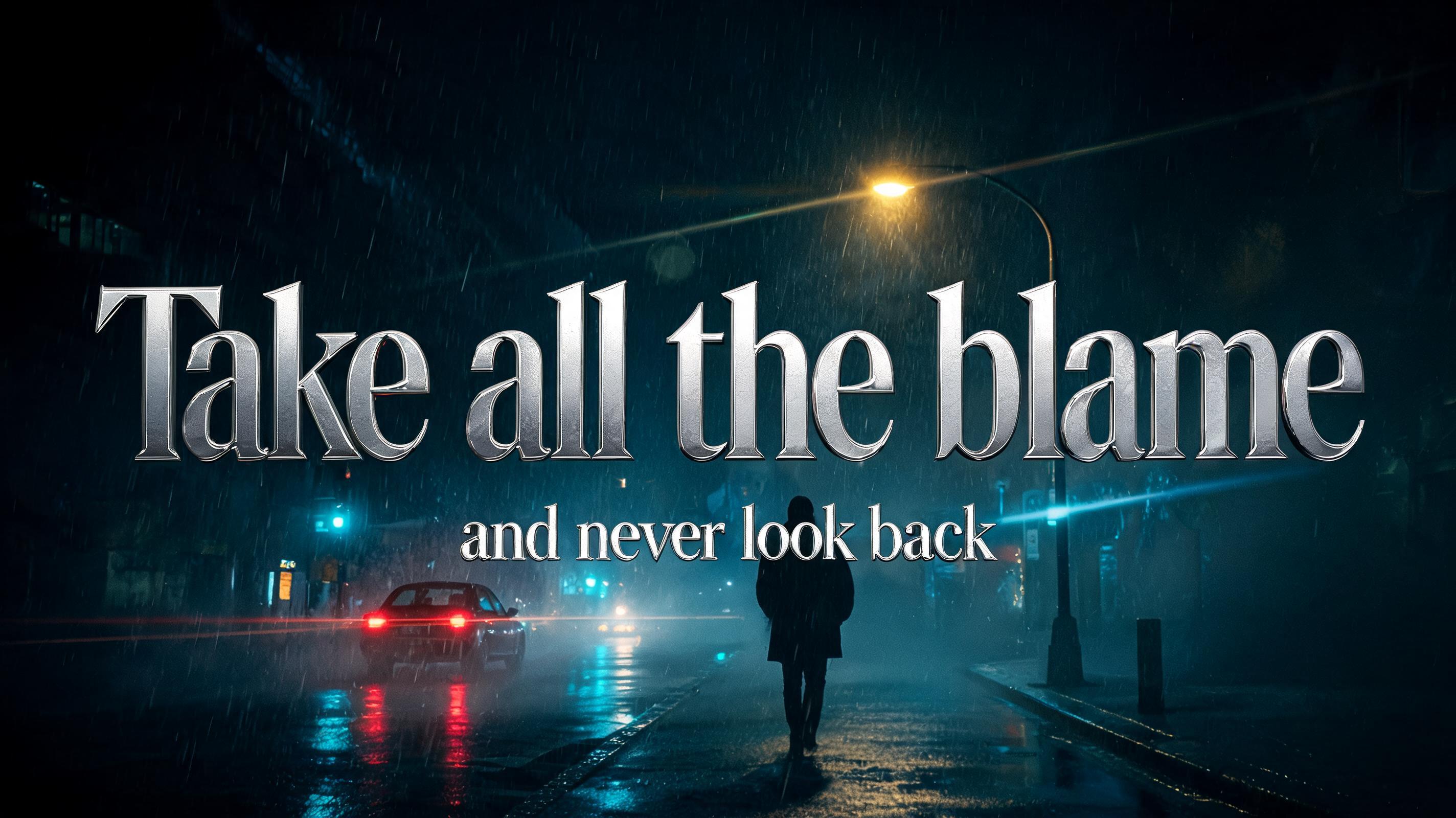 "Take all the blame and never look back" — Cinematic | AI Text Effect Generator