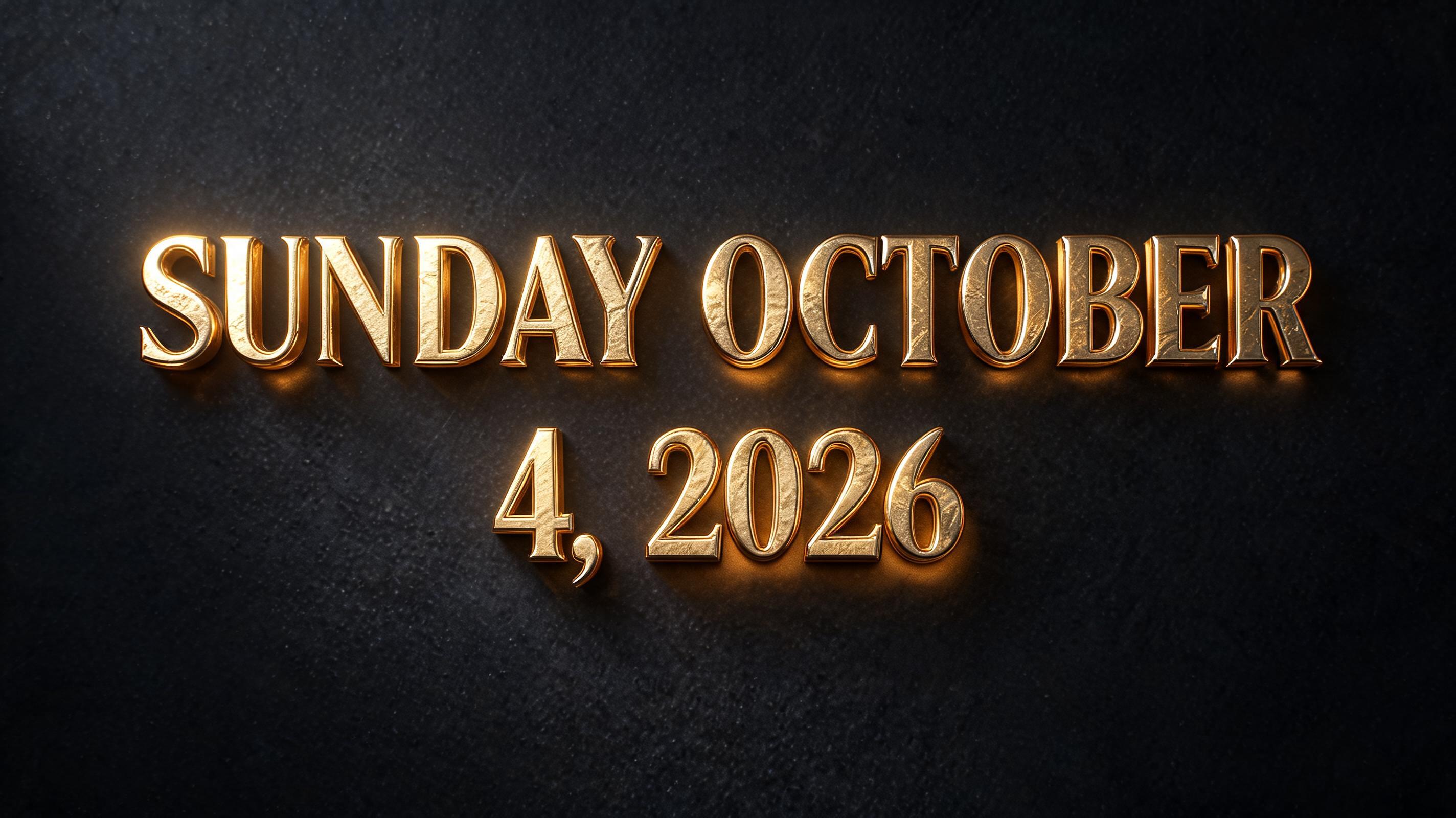 "SUNDAY OCTOBER 4, 2026" — Luxury Gold | AI Text Effect Generator