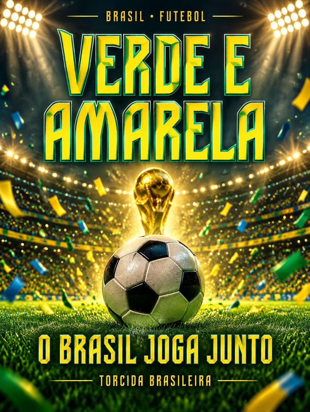 "Verde e Amarela
BRASIL • FUTEBOL
O BRASIL JOGA JUNTO
TORCIDA BRASILEIRA" — Sports Football | AI Text Effect Generator