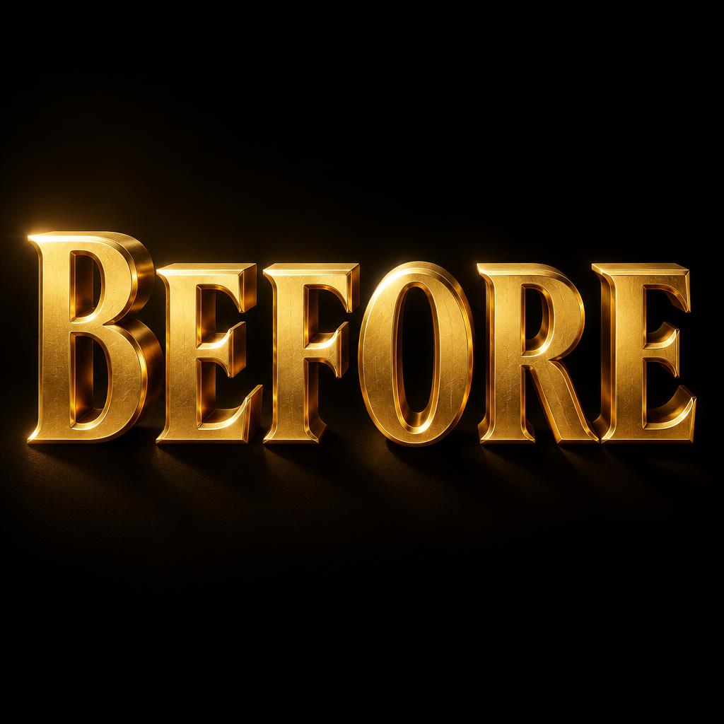 "BEFORE" — 3d Bold Gold | AI Text Effect Generator