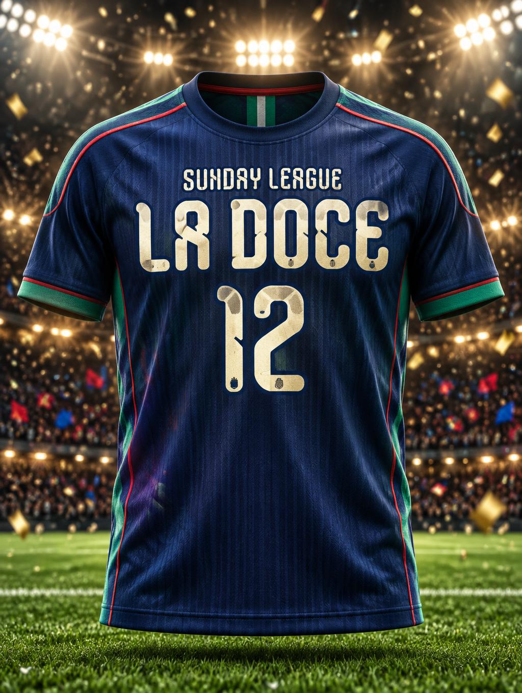 "LA DOCE
SUNDAY LEAGUE
12" — Sports Football | AI Text Effect Generator