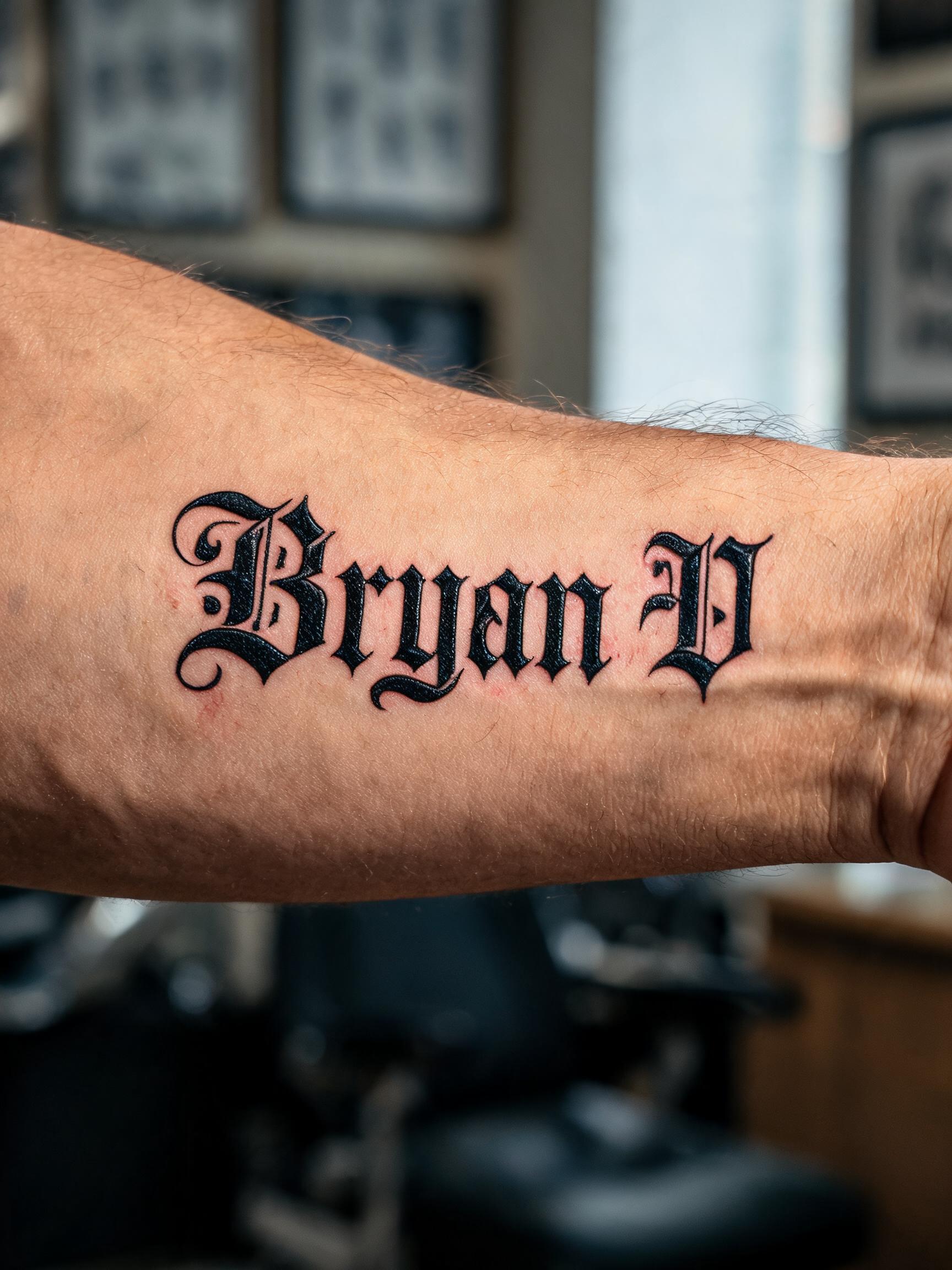 "Bryan V" — Tattoo | AI Text Effect Generator