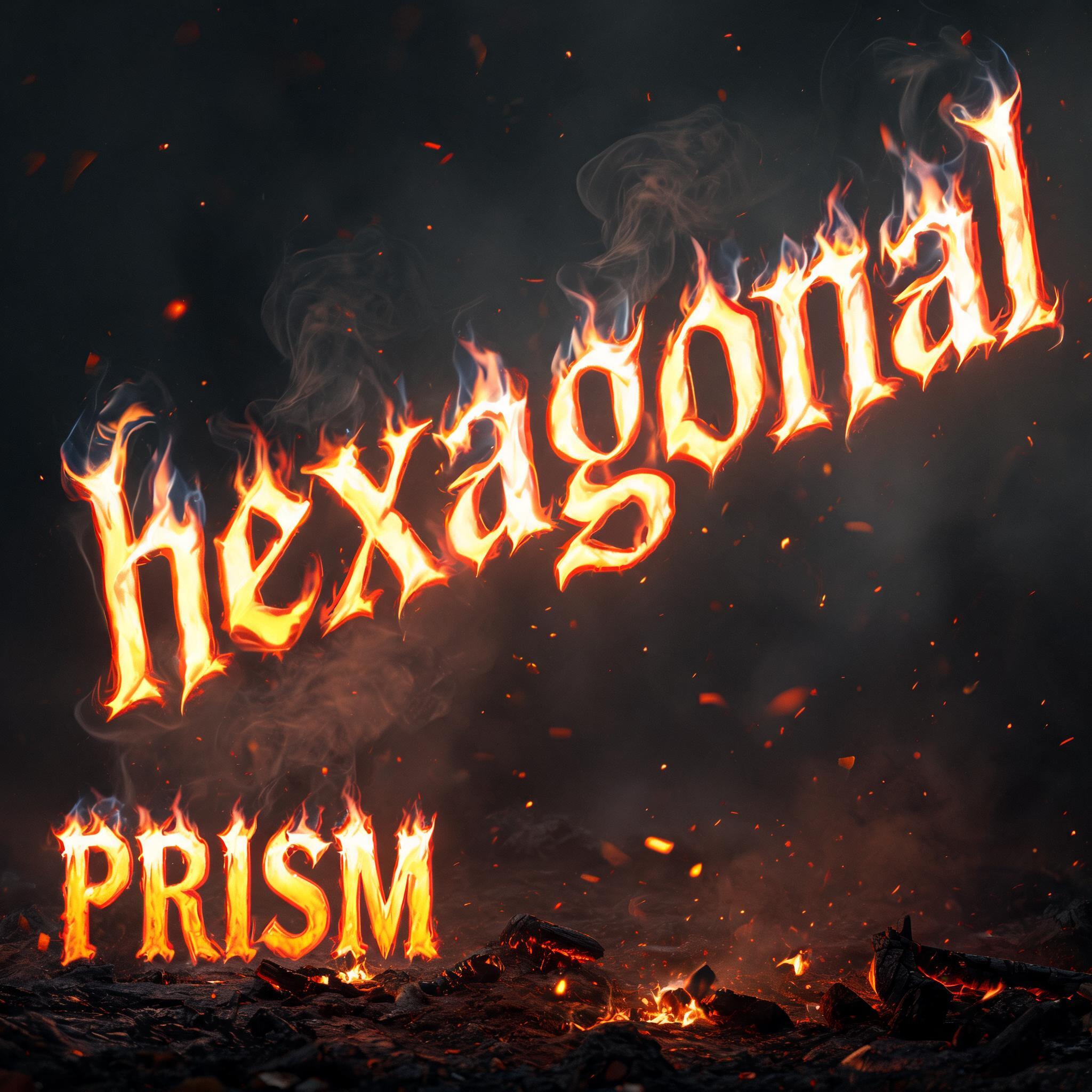"hexagonal prism" — Fire Smoke | AI Text Effect Generator