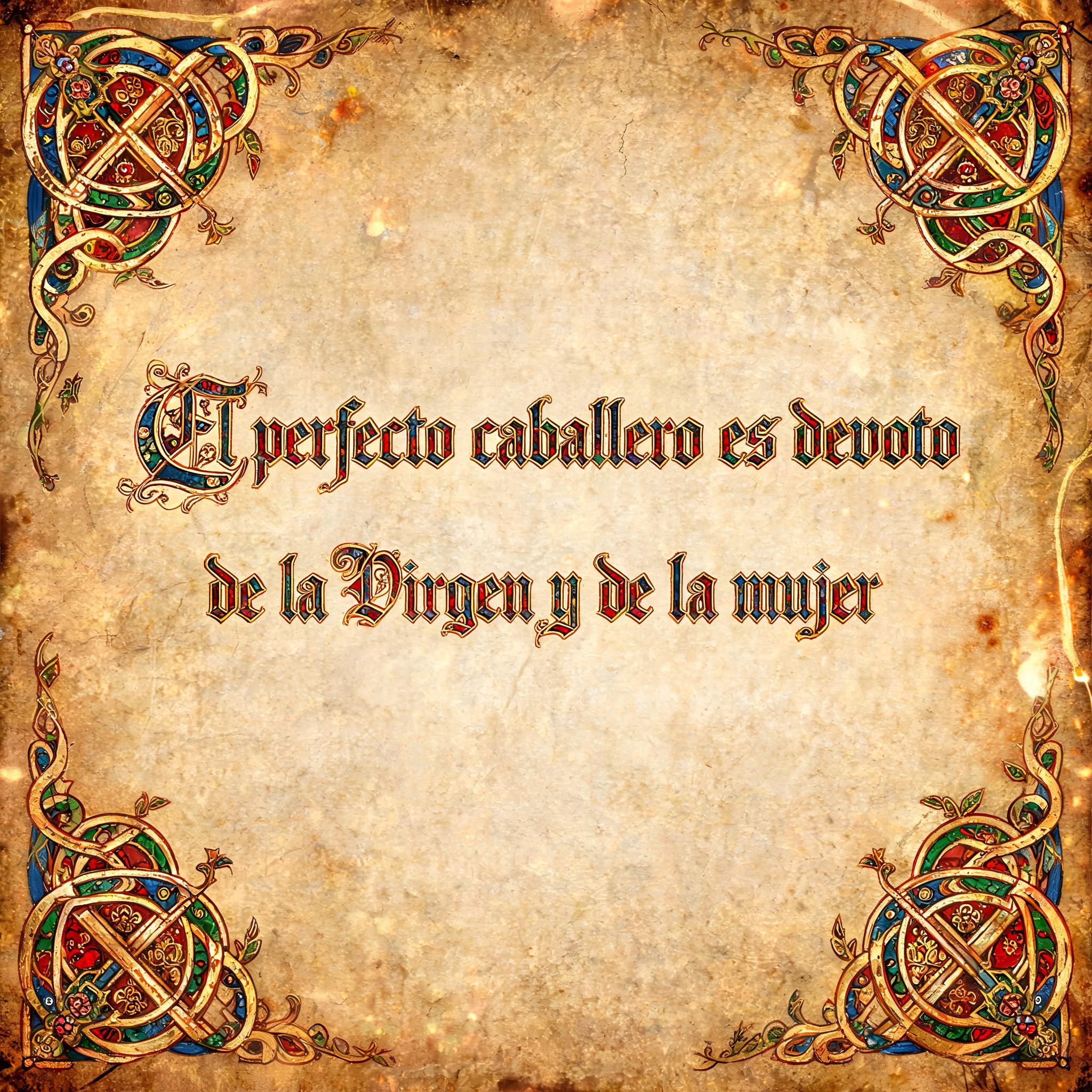 "El per­fecto caballero es devoto
de la Virgen y de la mujer" — Medieval | AI Text Effect Generator