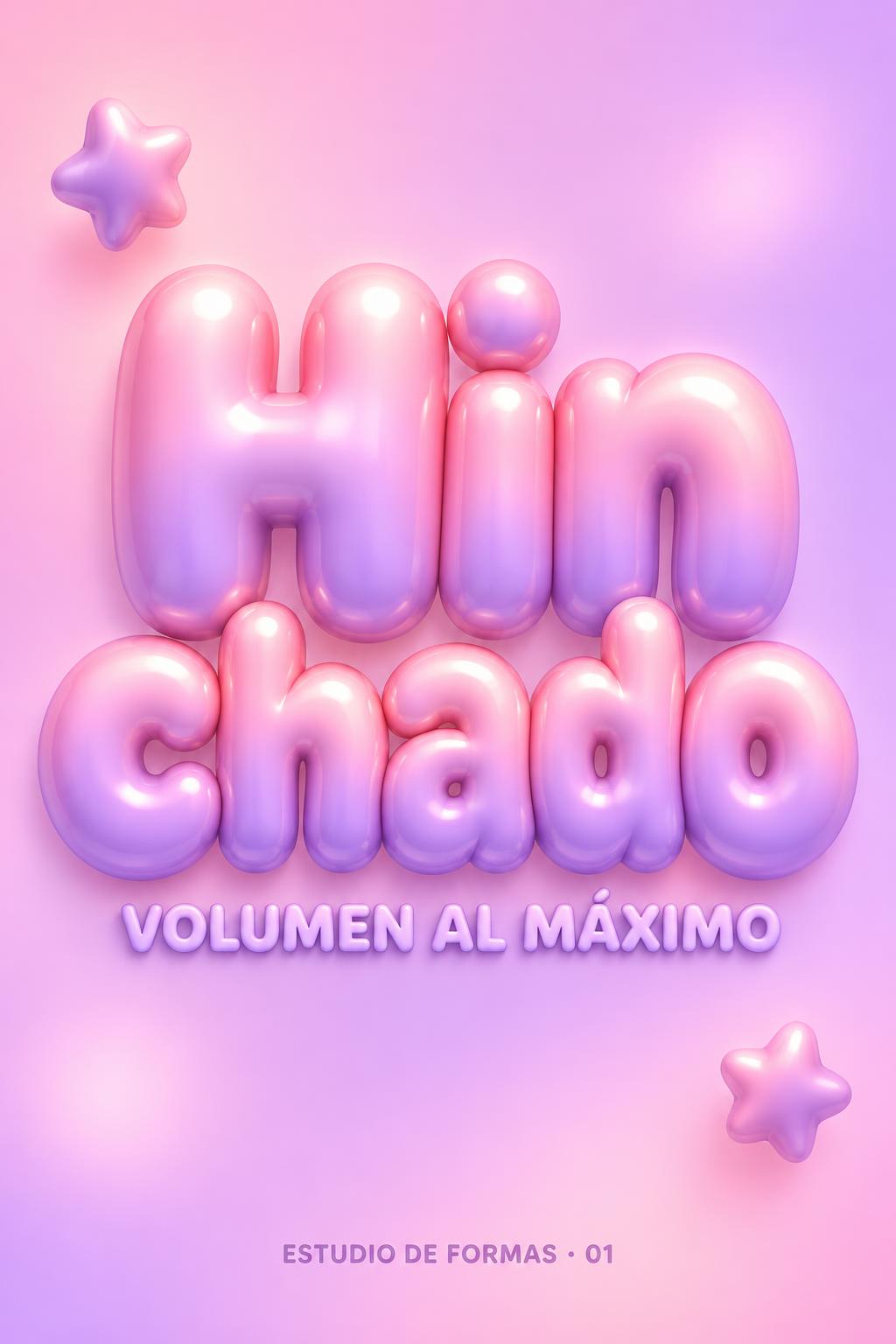 "Hinchado
VOLUMEN AL MÁXIMO
ESTUDIO DE FORMAS · 01" — Y2k Bubbly | AI Text Effect Generator