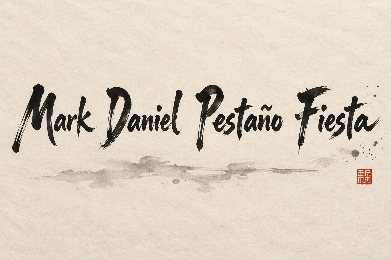"Mark Daniel Pestaño Fiesta" — Brush Japanese Ink | AI Text Effect Generator
