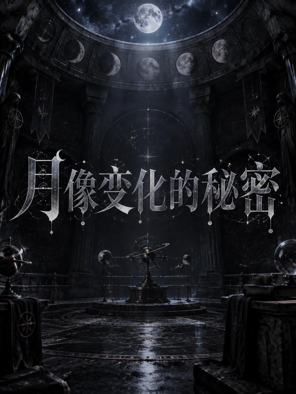 "月像变化的秘密" — Celestial Symbol text effect