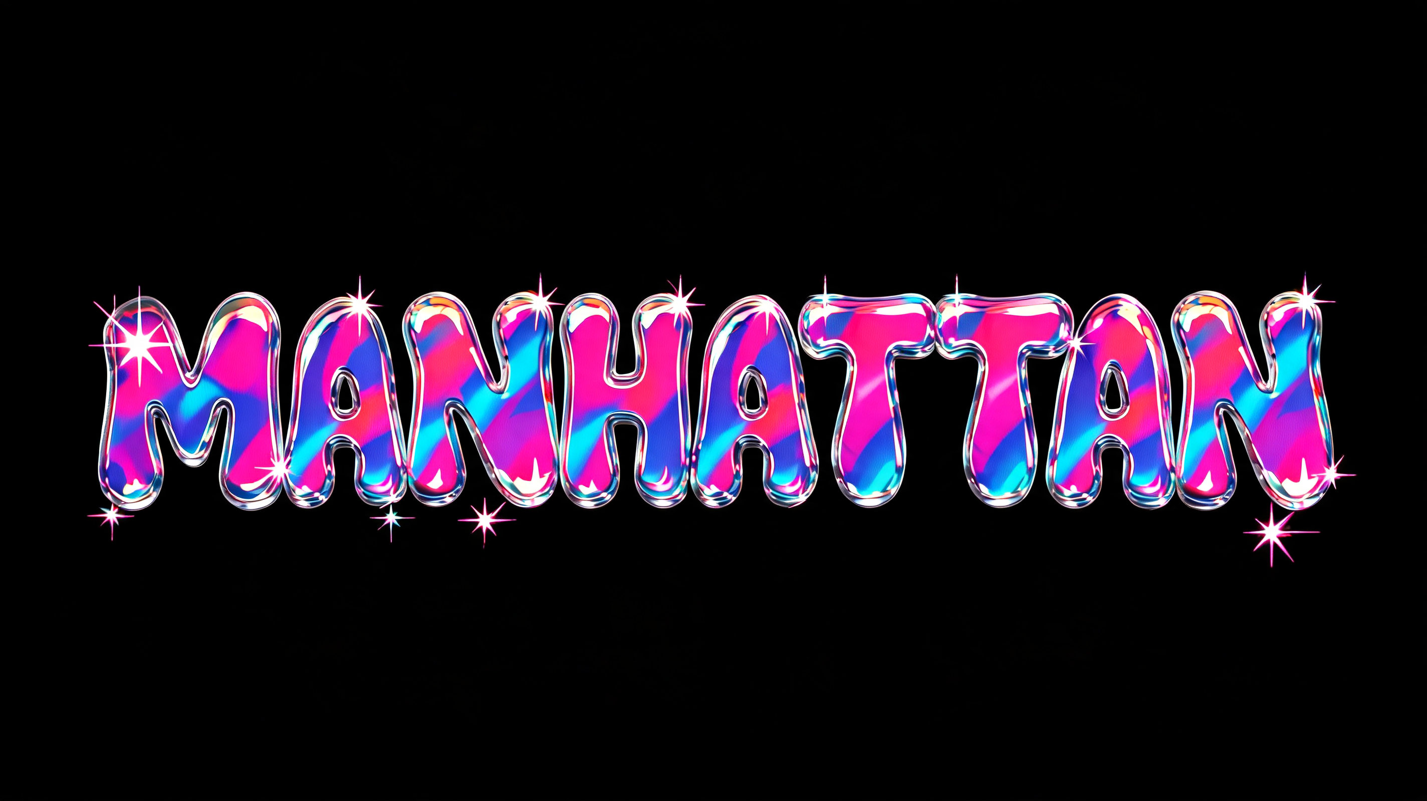 "MANHATTAN" — Y2k Holographic text effect