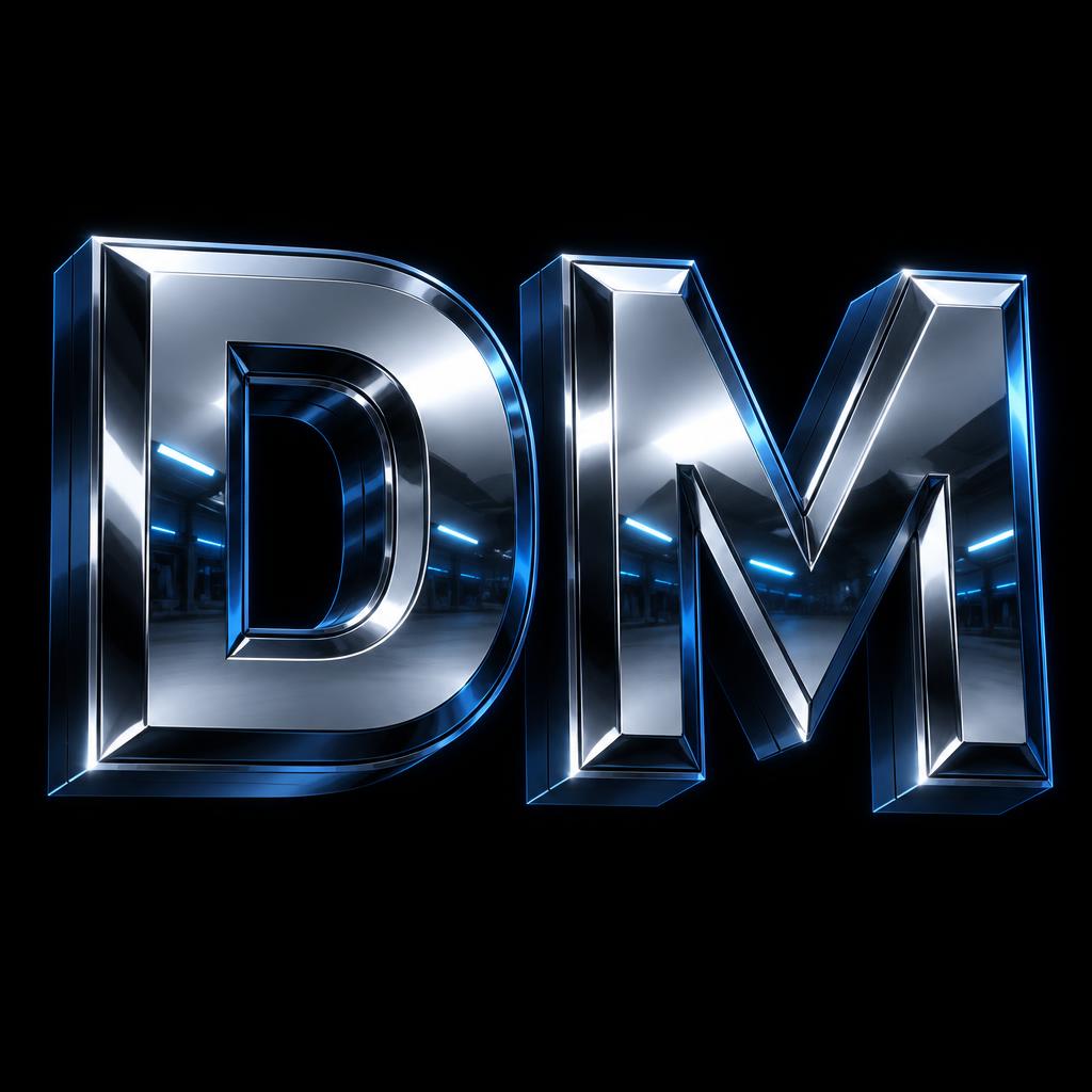 "DM" — Chrome Metal 3d | AI Text Effect Generator