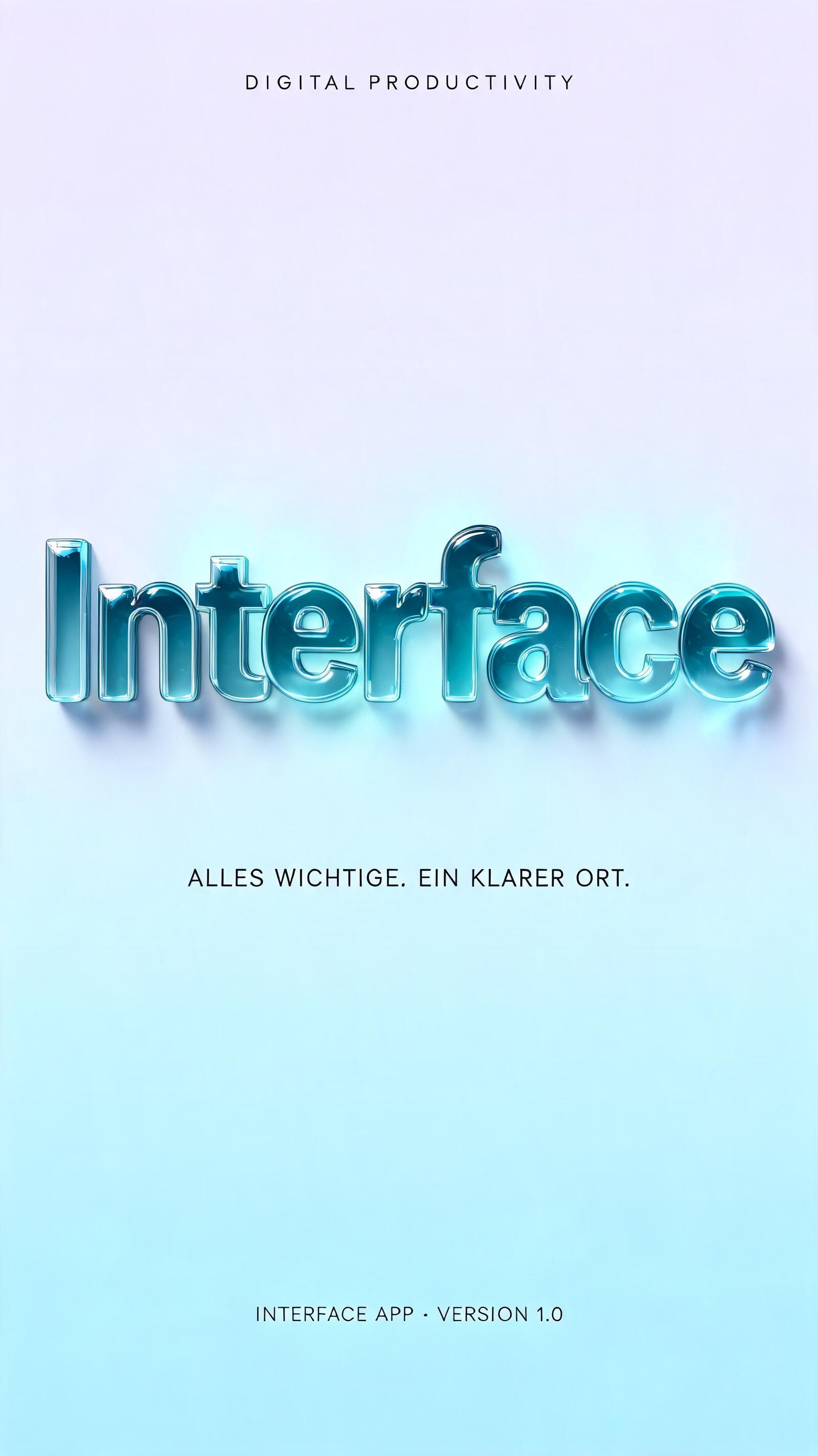"Ein Liquid-Glass-Text für die App «Interface»" — Glass Liquid | AI Text Effect Generator