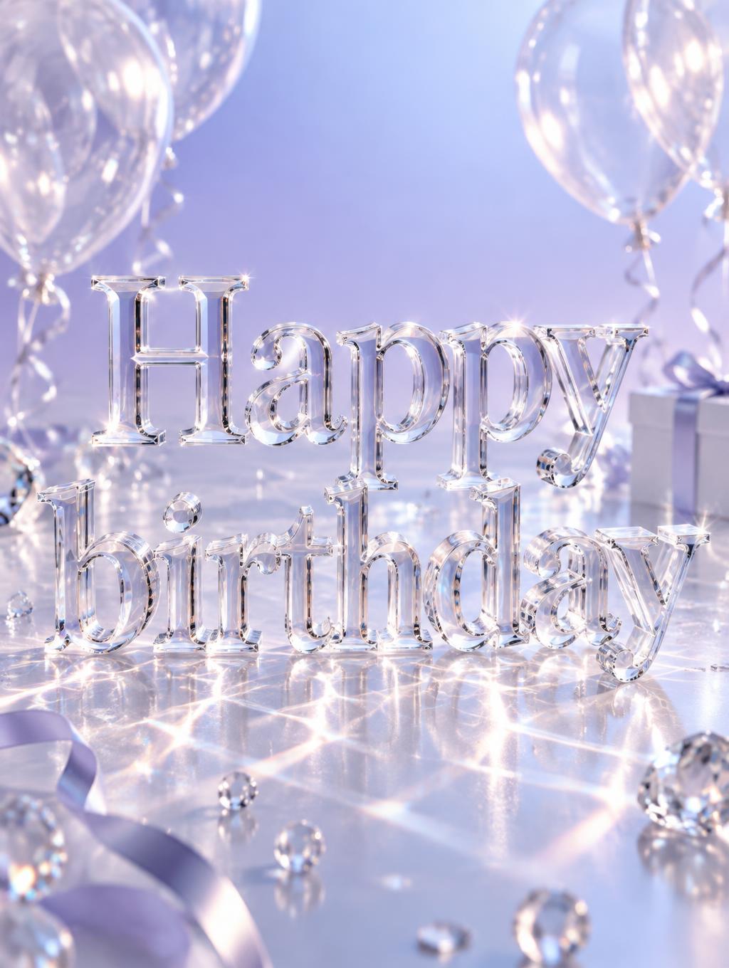 "Happy birthday" — Glass | AI Text Effect Generator