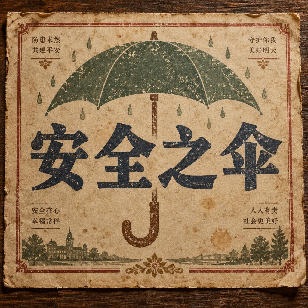 "安全之伞" — Vintage | AI Text Effect Generator