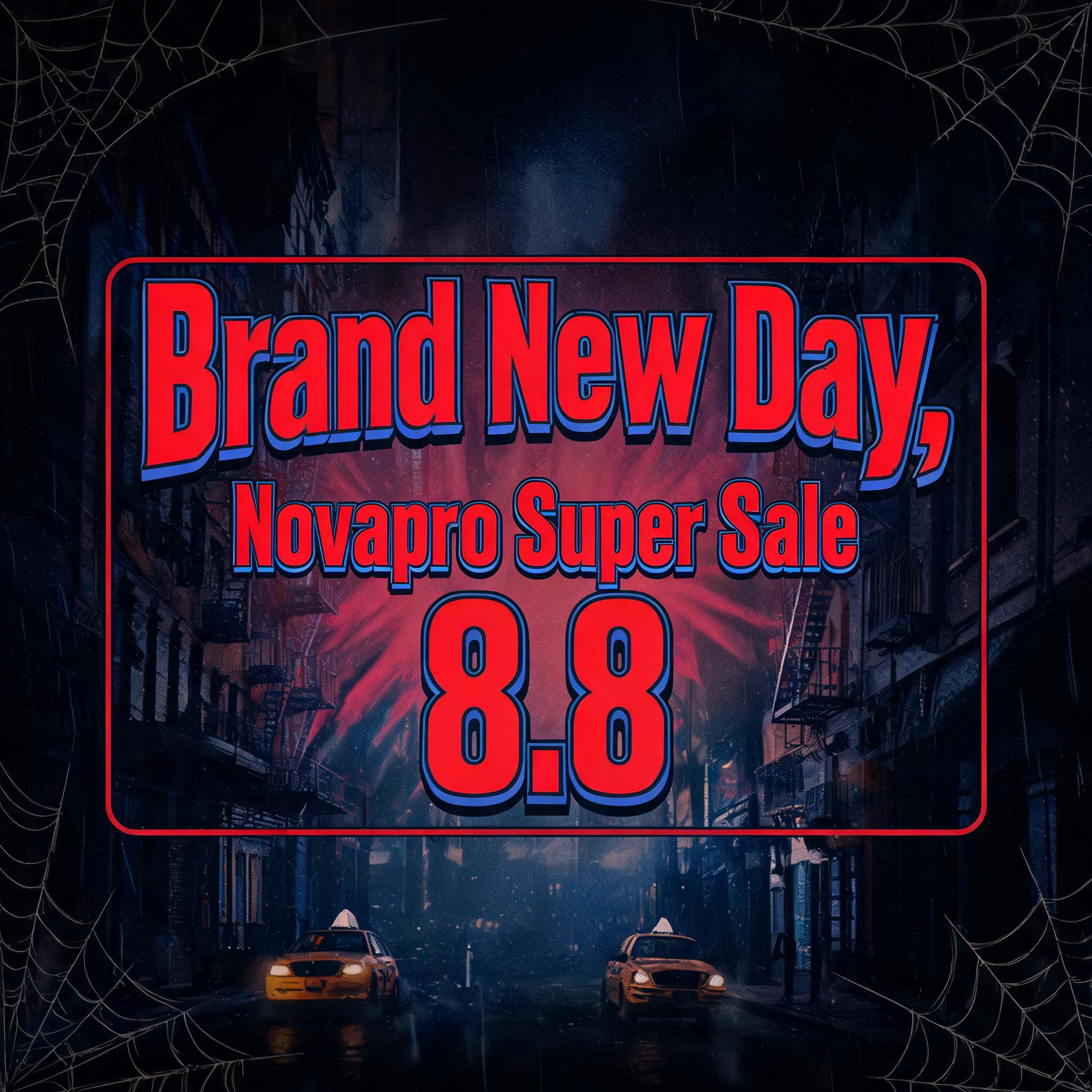 "Brand New Day, Novapro Super Sale 8.8" — Spider Hero | AI Text Effect Generator