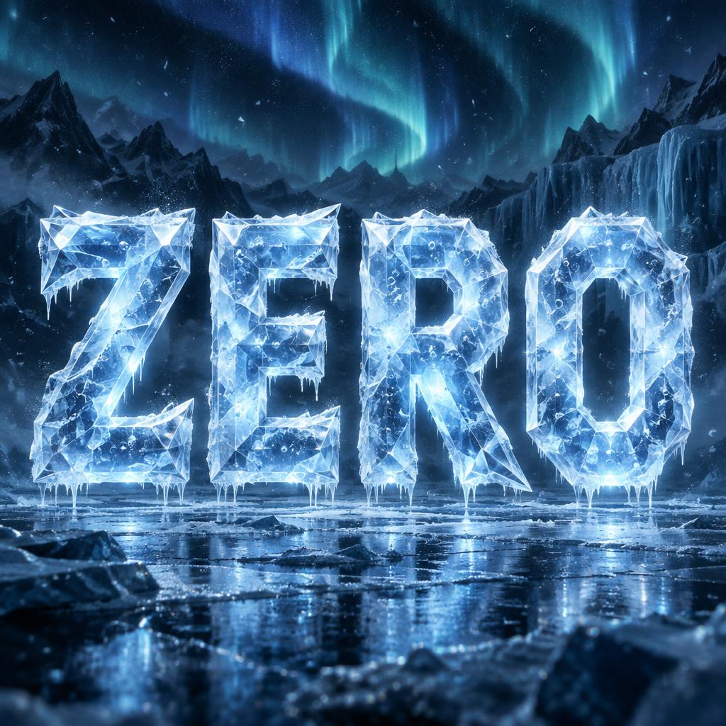 "ZERO" — Glass Frozen | AI Text Effect Generator
